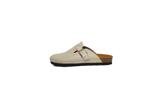 Sabot en cuir beige argenté | CuirSanté by Cuirler