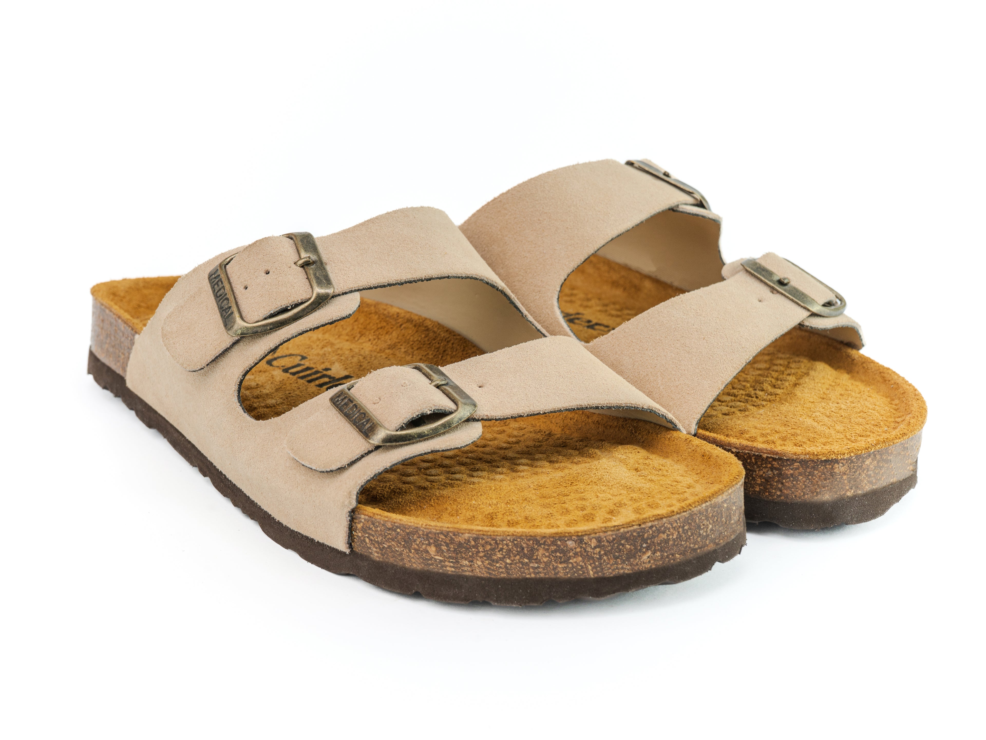 Sandales Double Strap Beige Suède