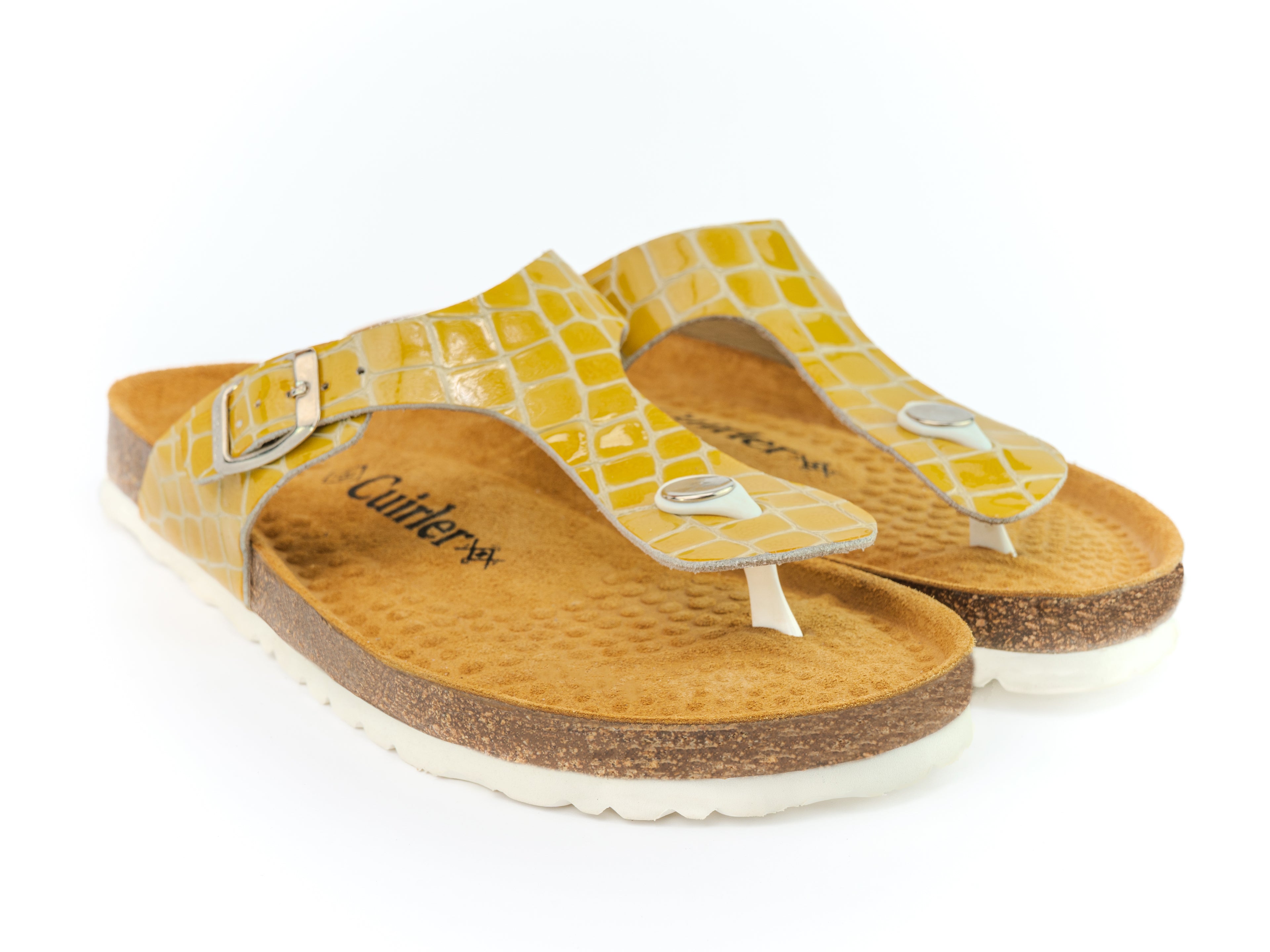 Sandales Toe Ring Jaune Croco