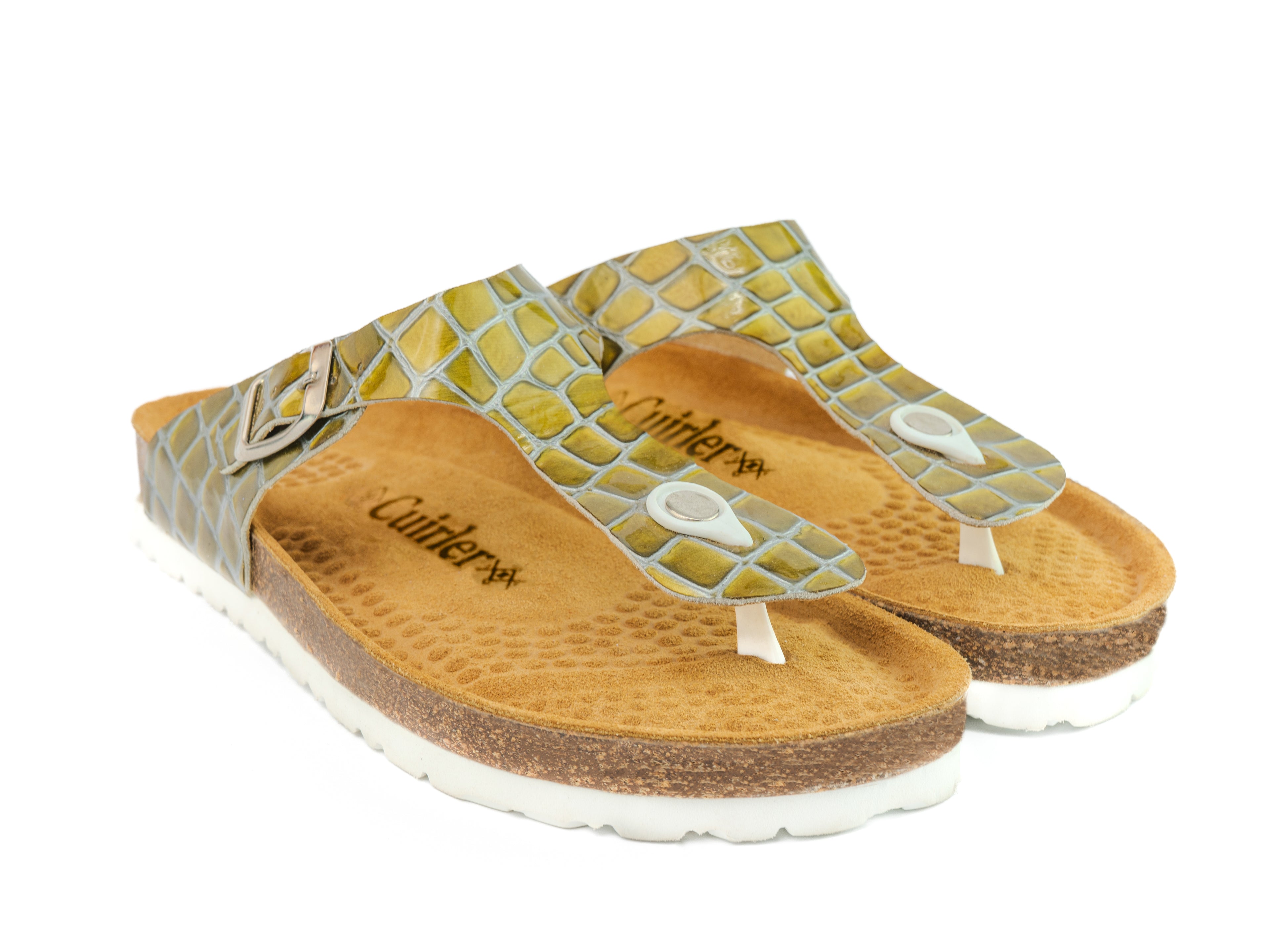 Sandales Toe Ring Jaune Croco
