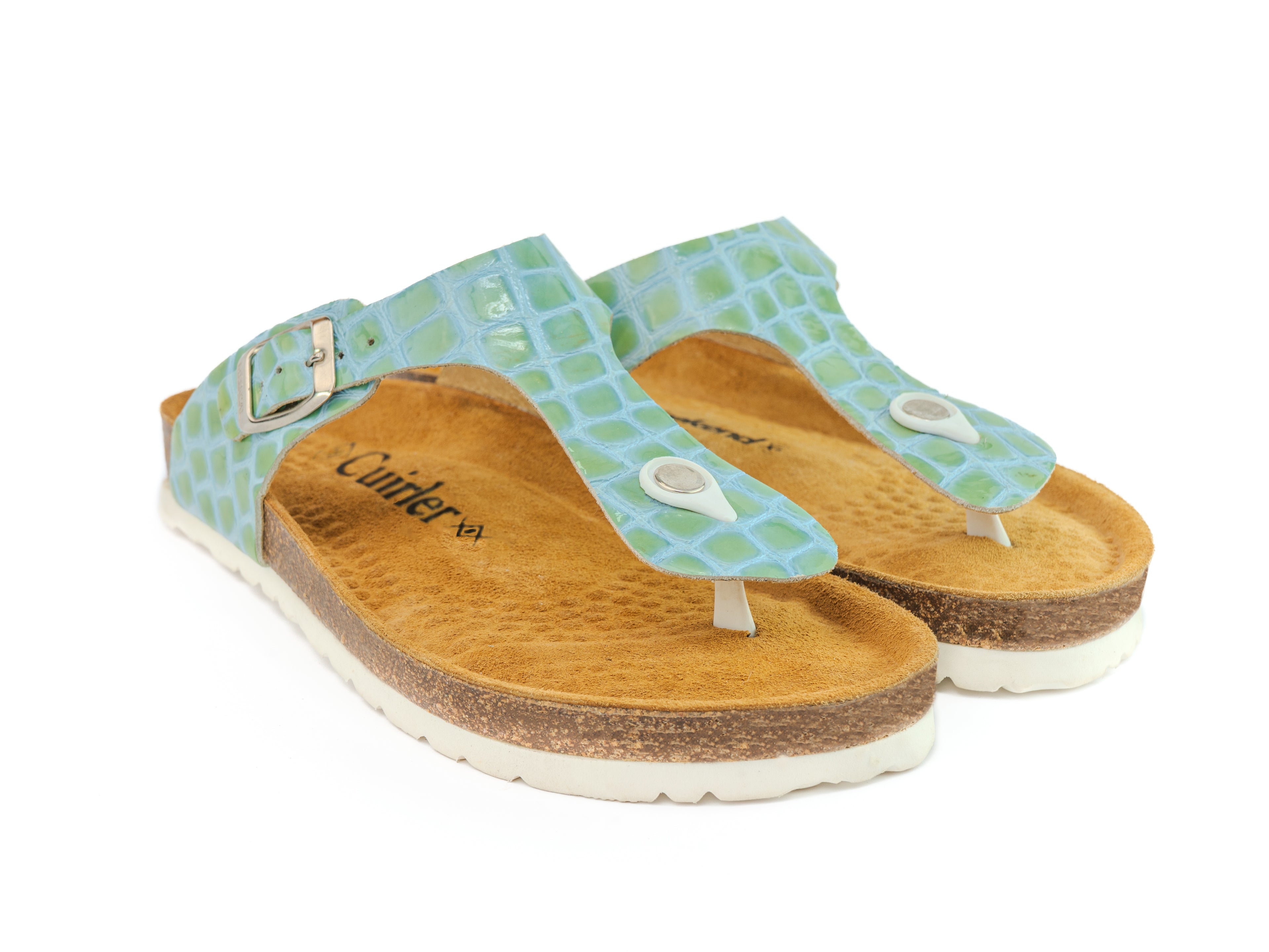 Sandales Toe Ring Vert Pastel Croco