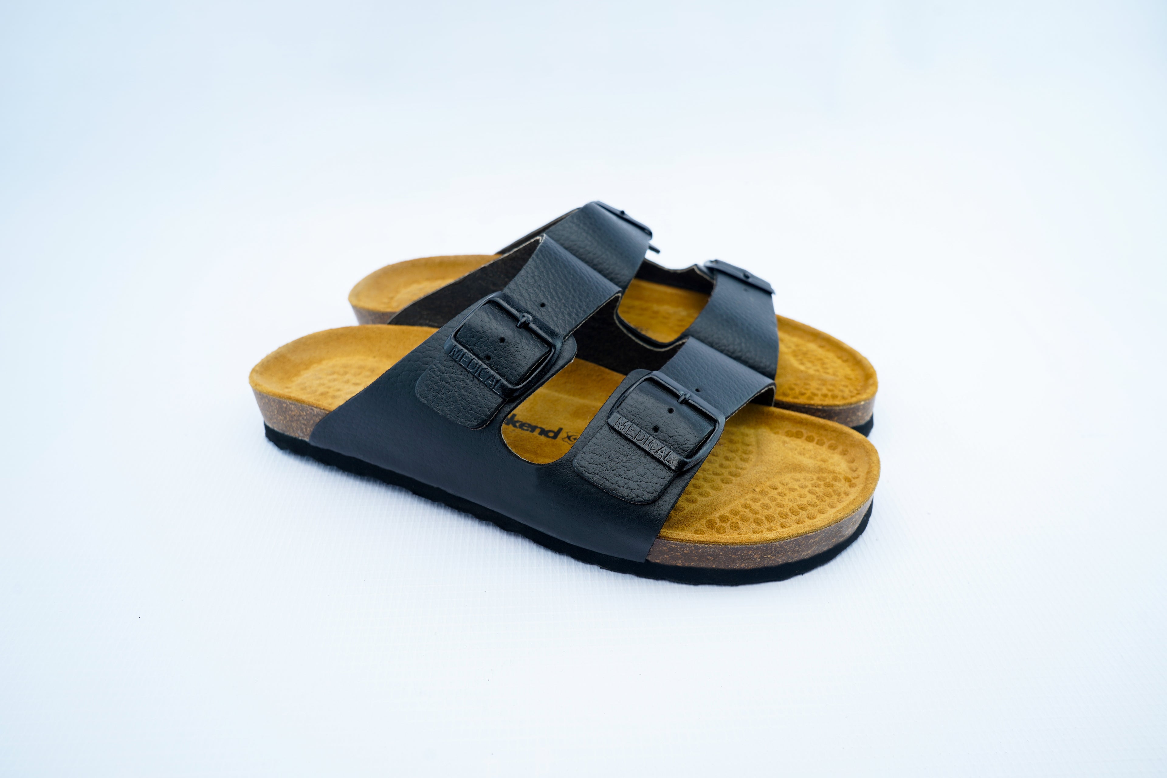 Men's Black Orthopedic Double-Strap Sandals | Medical Comfort