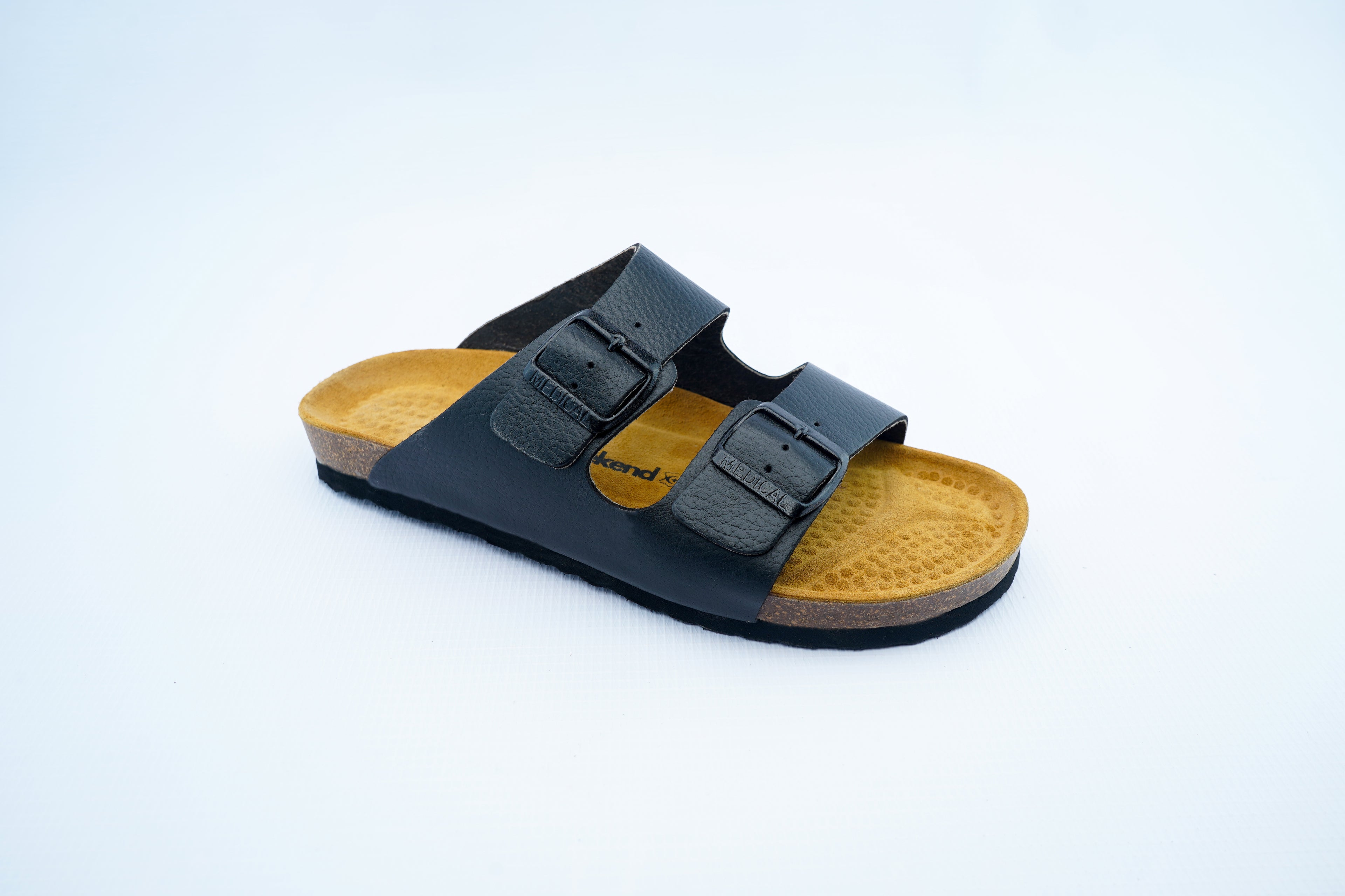 Men's Black Orthopedic Double-Strap Sandals | Medical Comfort