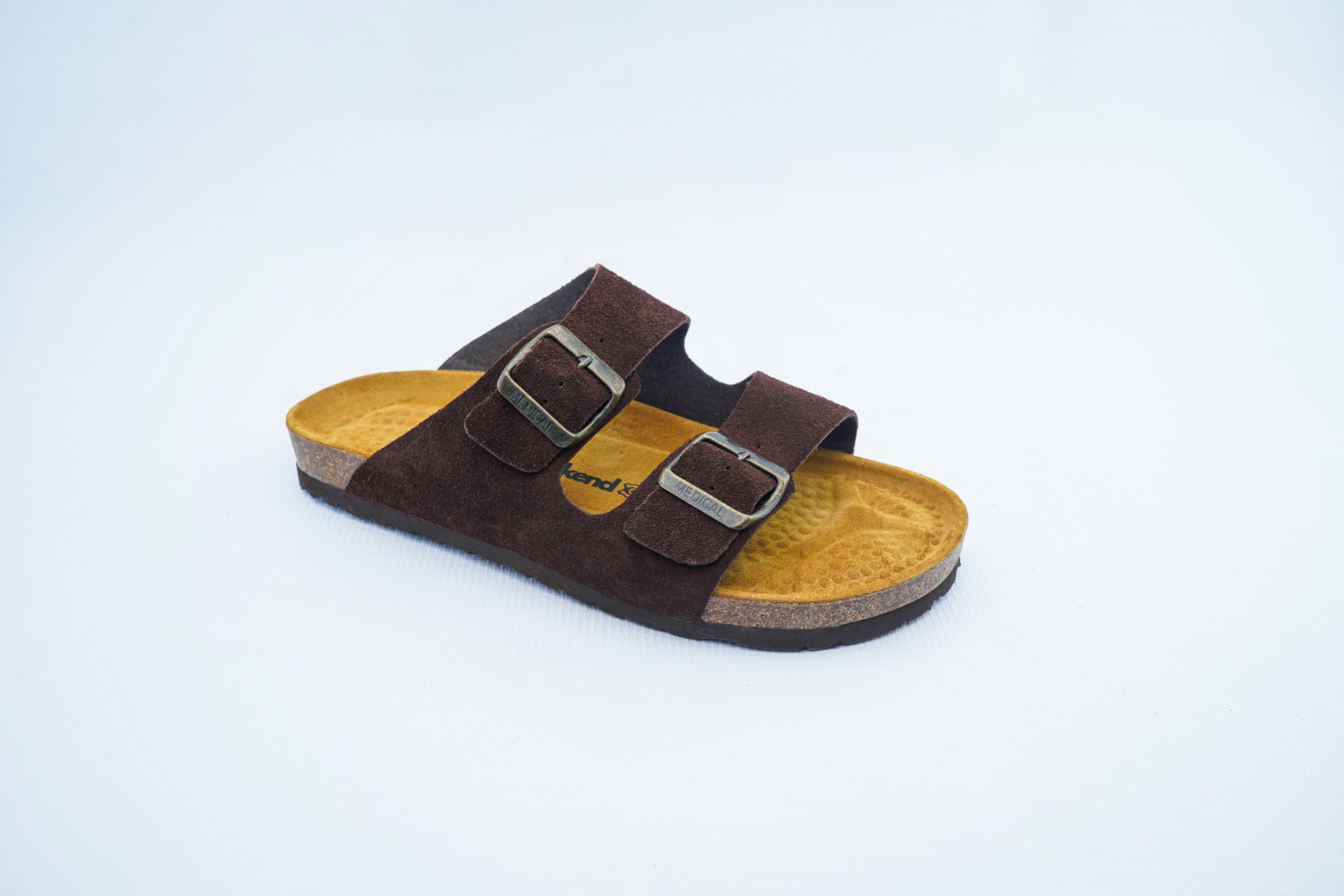 Men’s Brown Suede Double-Strap Medical Sandals | Orthopedic Comfort Slides