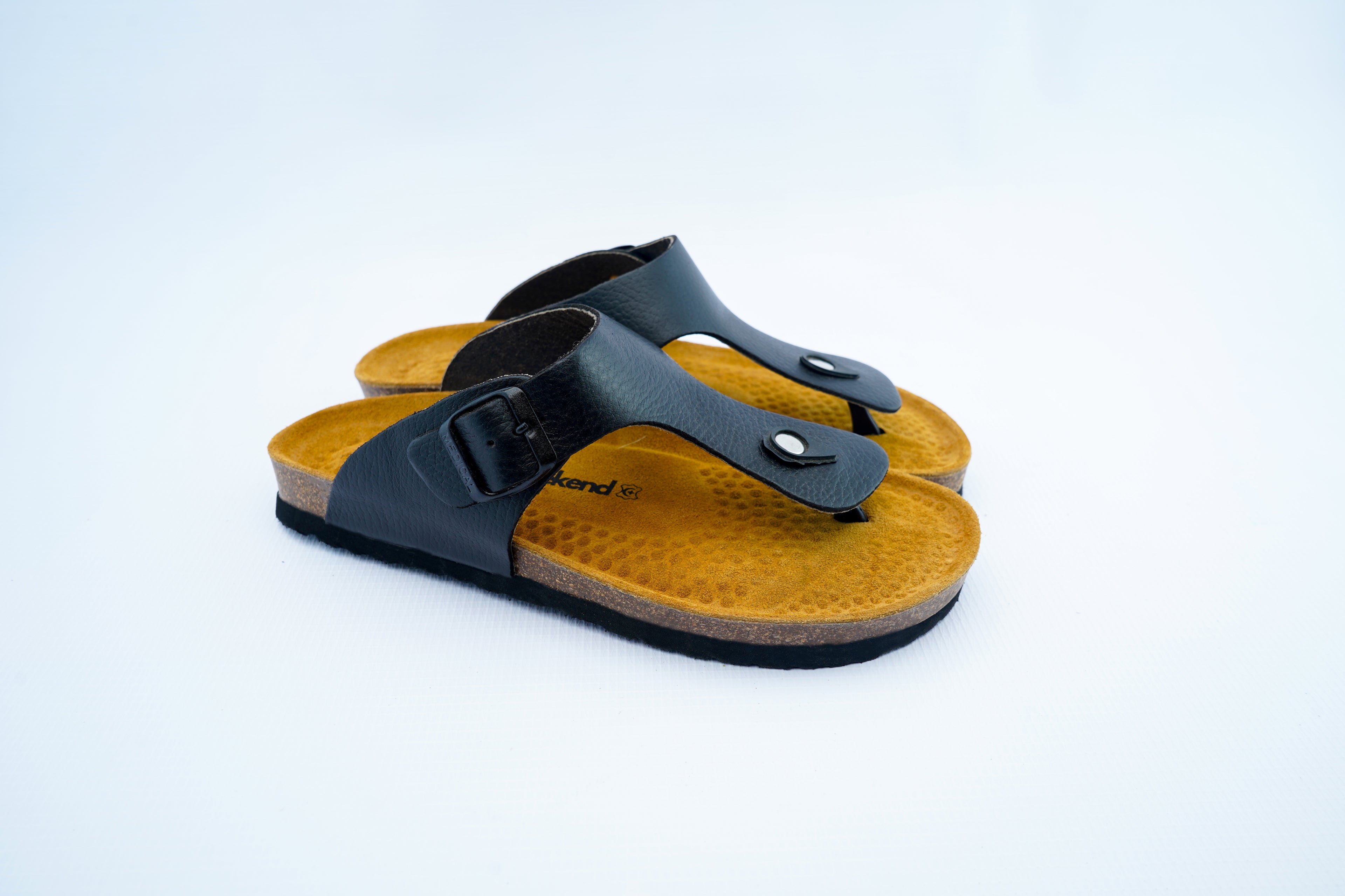 Men's Black Orthopedic Thong Sandals | Toe Post Comfort Slip-On