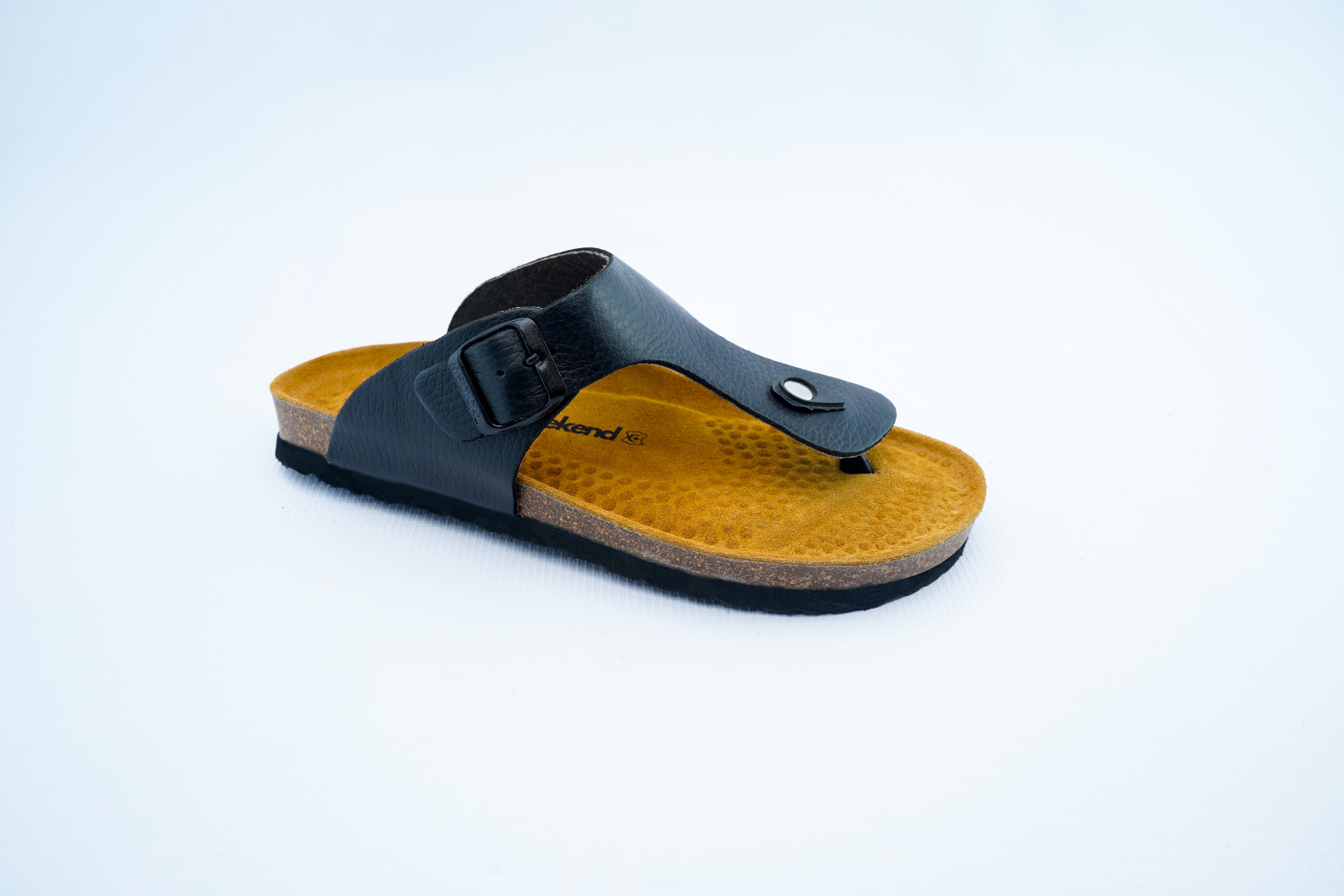 Men's Black Orthopedic Thong Sandals | Toe Post Comfort Slip-On
