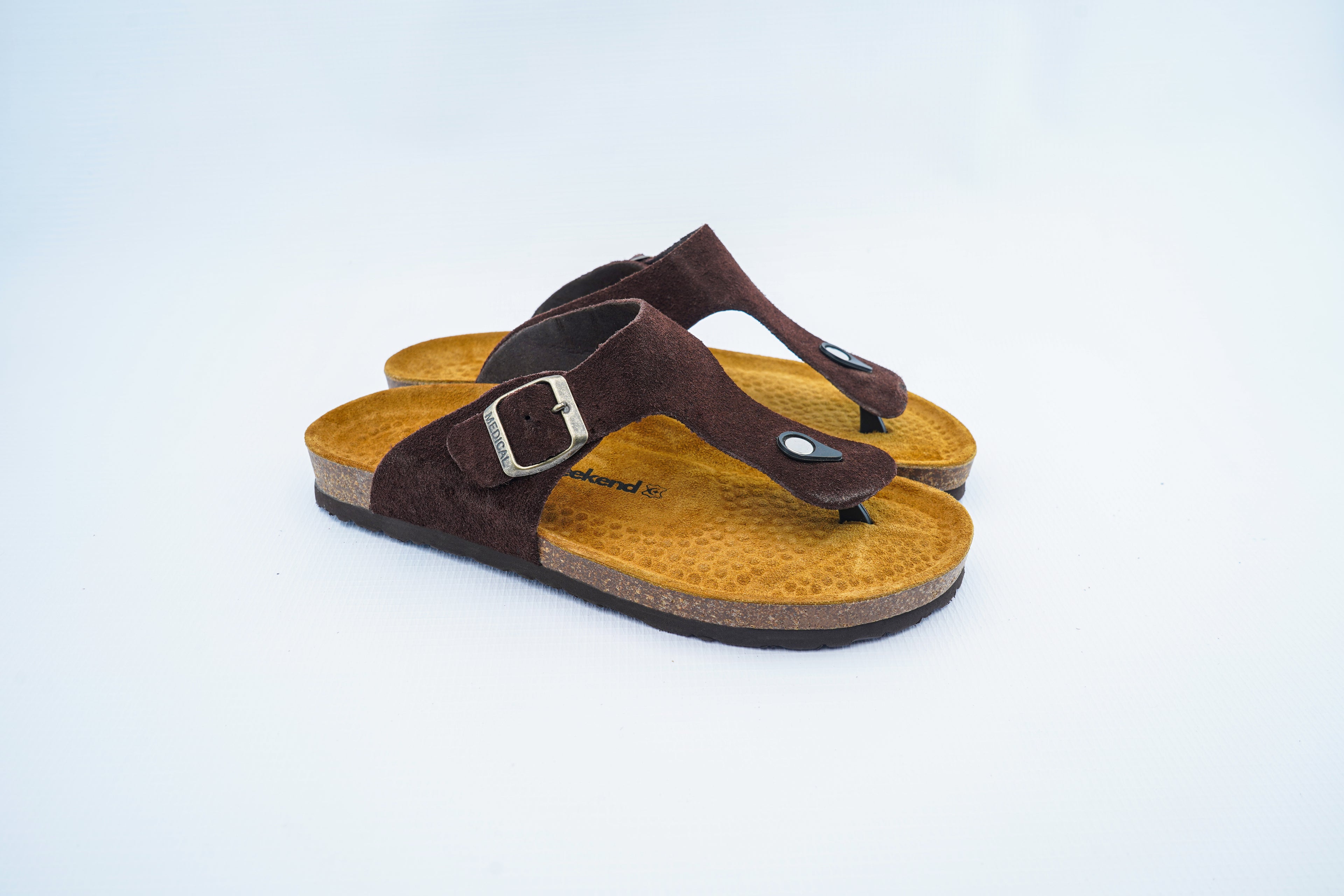 Men’s Brown Suede Orthopedic Toe Post Sandals | Medical Comfort Flip-Flop Style