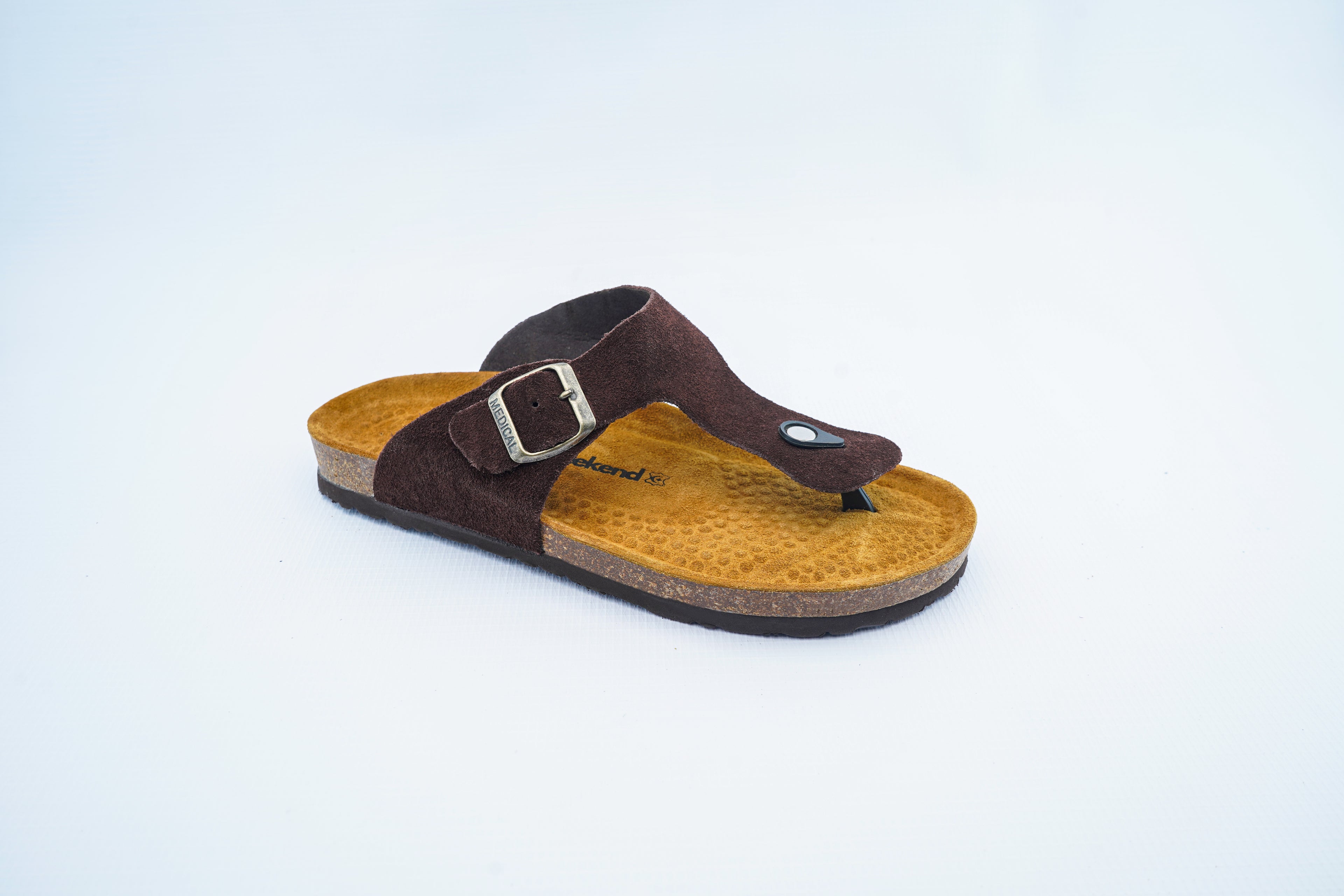 Men’s Brown Suede Orthopedic Toe Post Sandals | Medical Comfort Flip-Flop Style