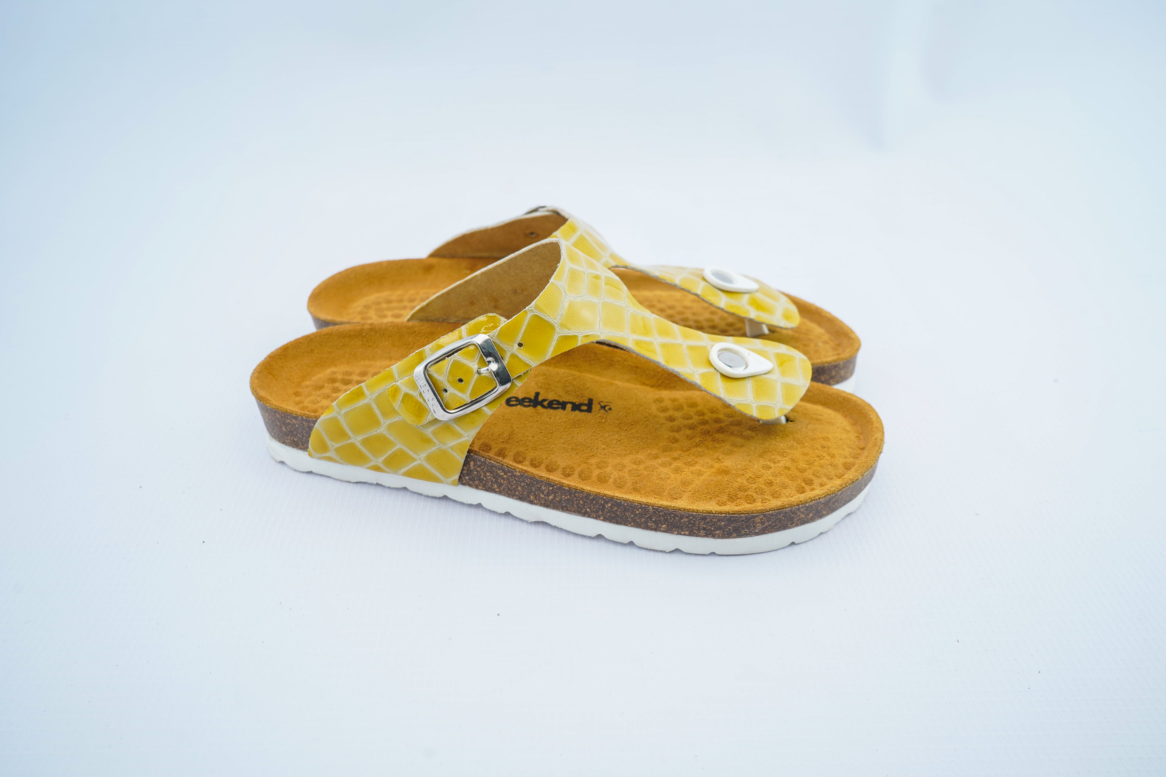 Yellow Croco Toe-Post Orthopedic Sandals for Women