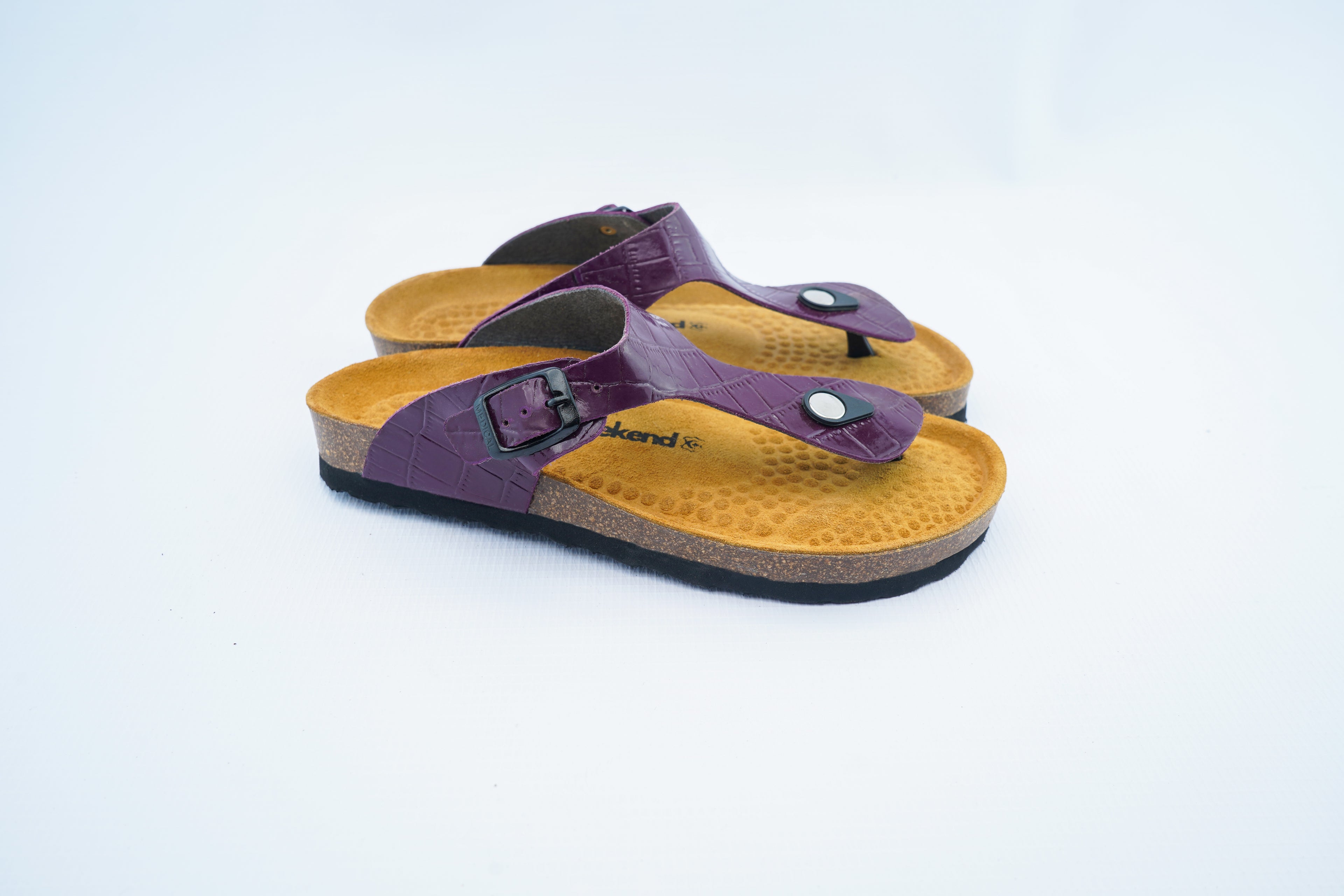 Women’s Purple Croc-Pattern Toe Post Medical Sandals | Glossy Orthopedic Comfort Slippers