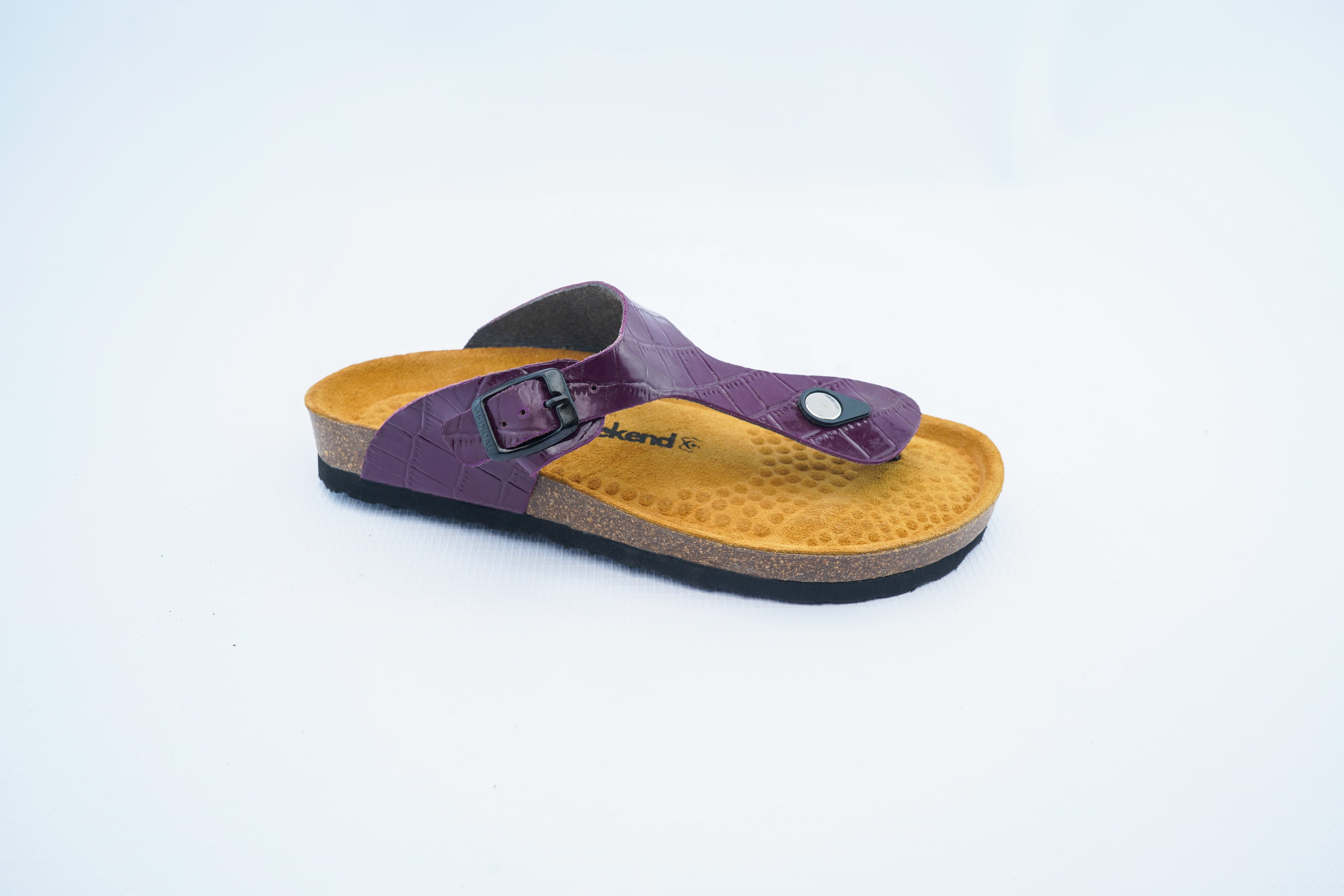Women’s Purple Croc-Pattern Toe Post Medical Sandals | Glossy Orthopedic Comfort Slippers