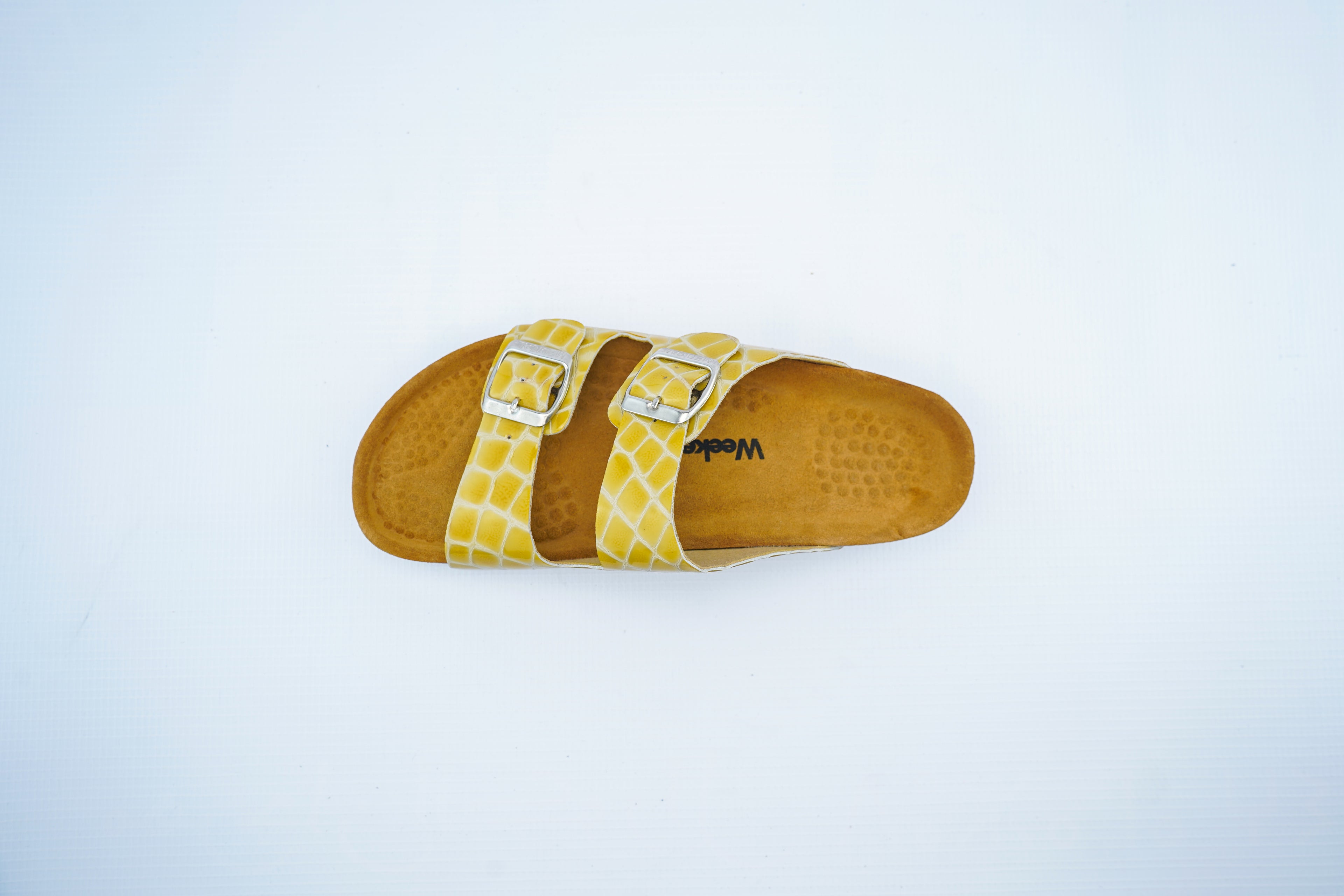 Yellow Croco Leather Double Strap Medical Sandals for Women