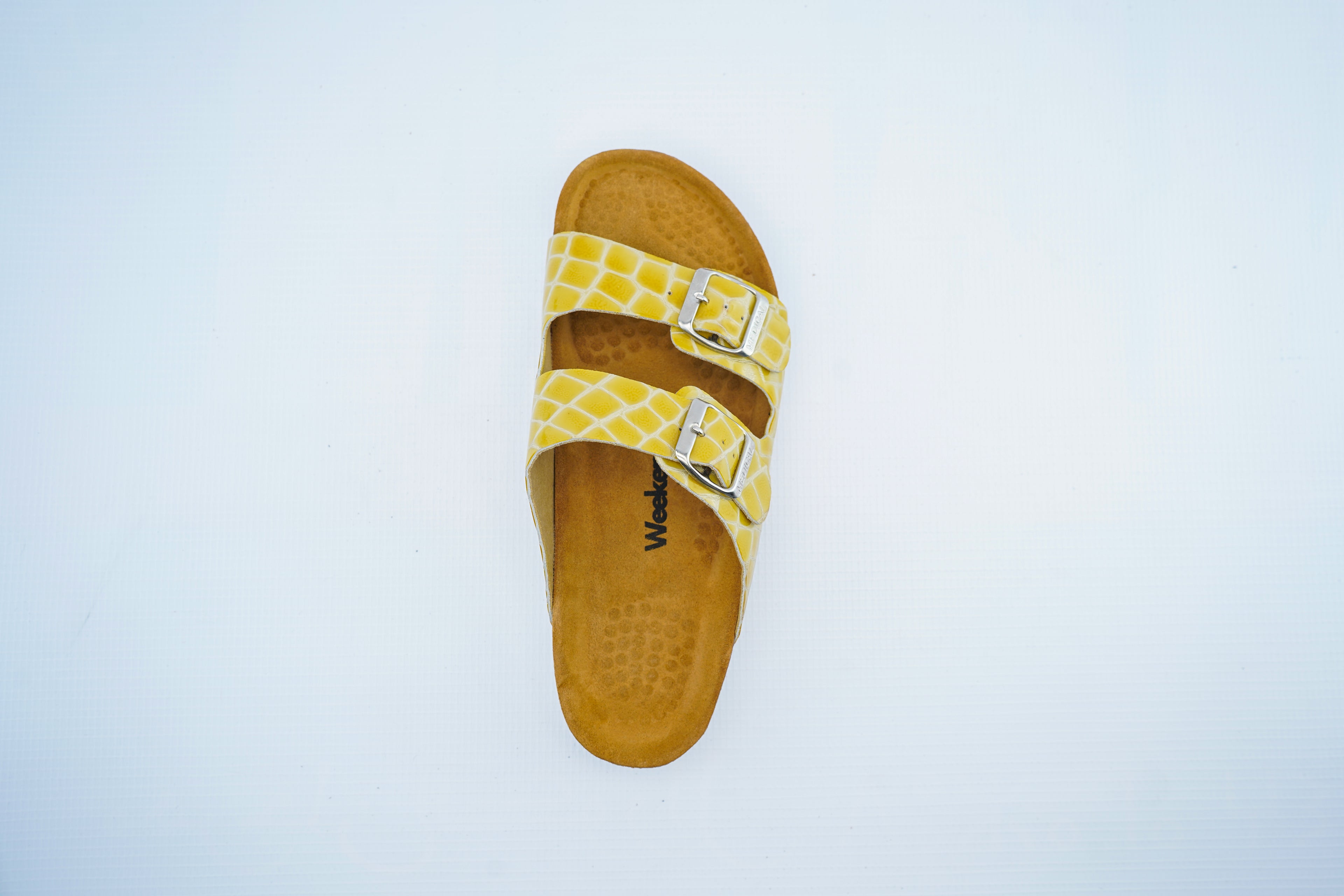 Yellow Croco Leather Double Strap Medical Sandals for Women