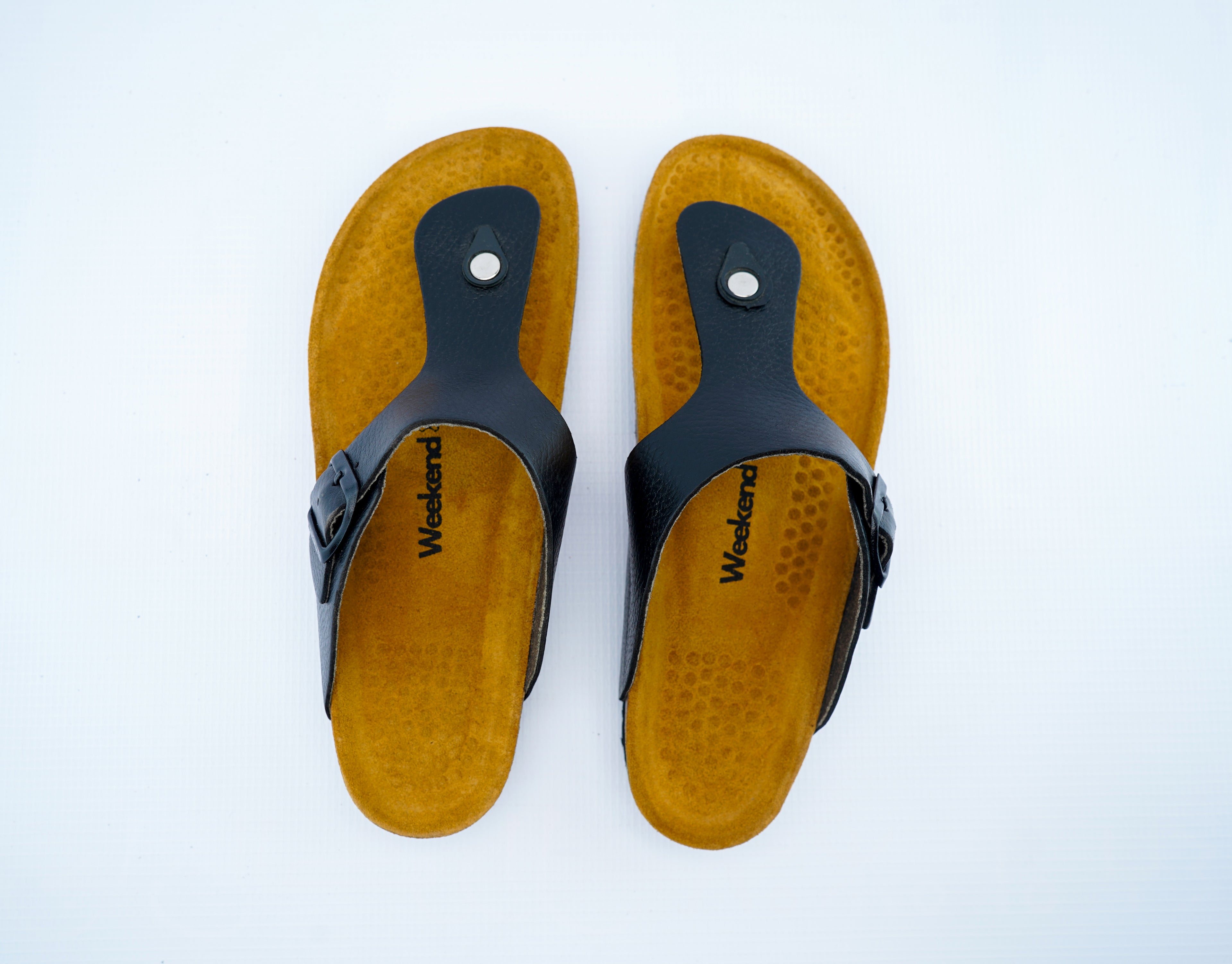 Men's Black Orthopedic Thong Sandals | Toe Post Comfort Slip-On