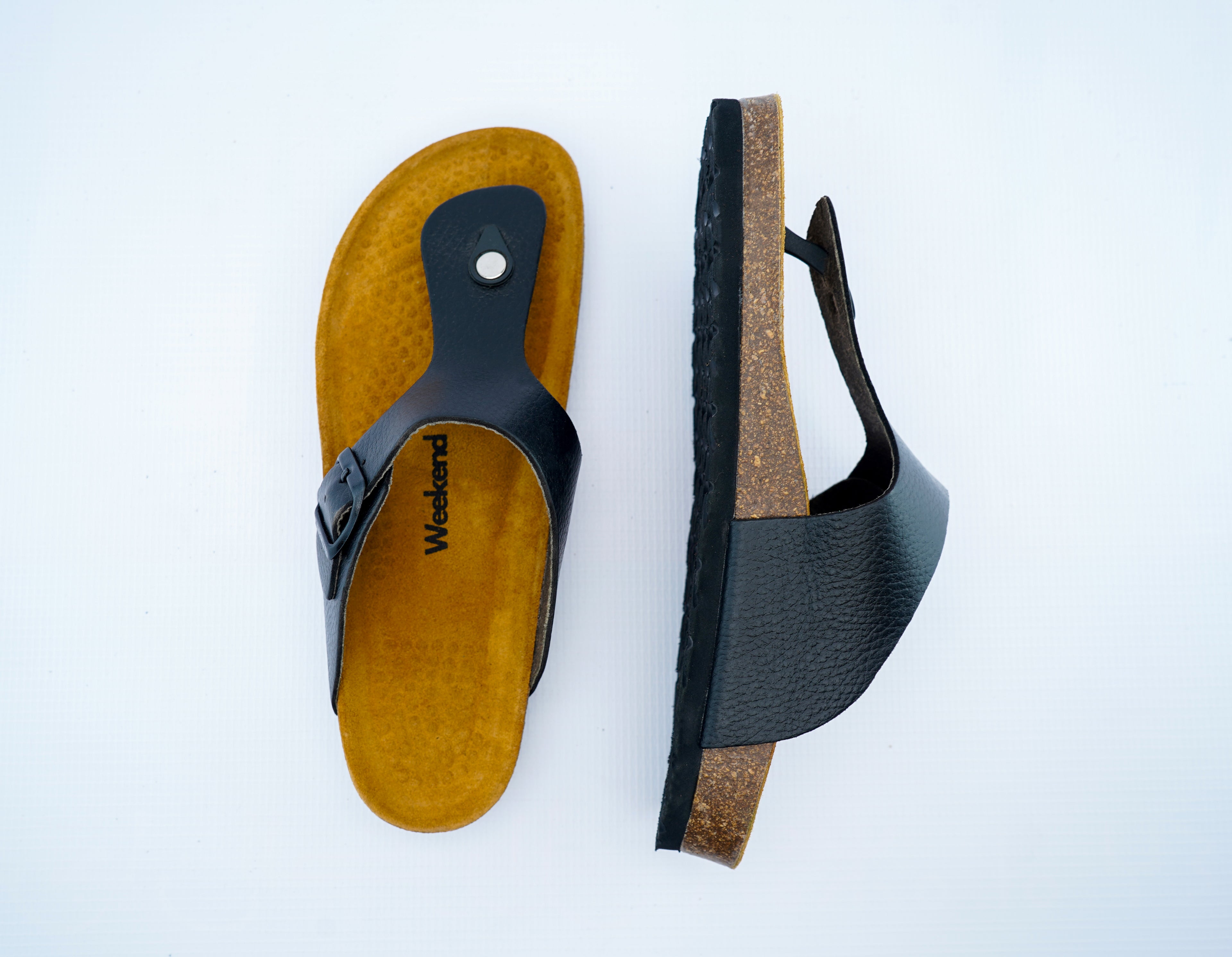 Men's Black Orthopedic Thong Sandals | Toe Post Comfort Slip-On