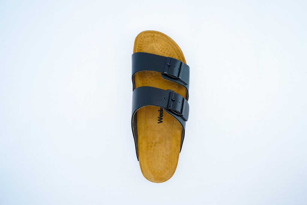 Men's Black Orthopedic Double-Strap Sandals | Medical Comfort