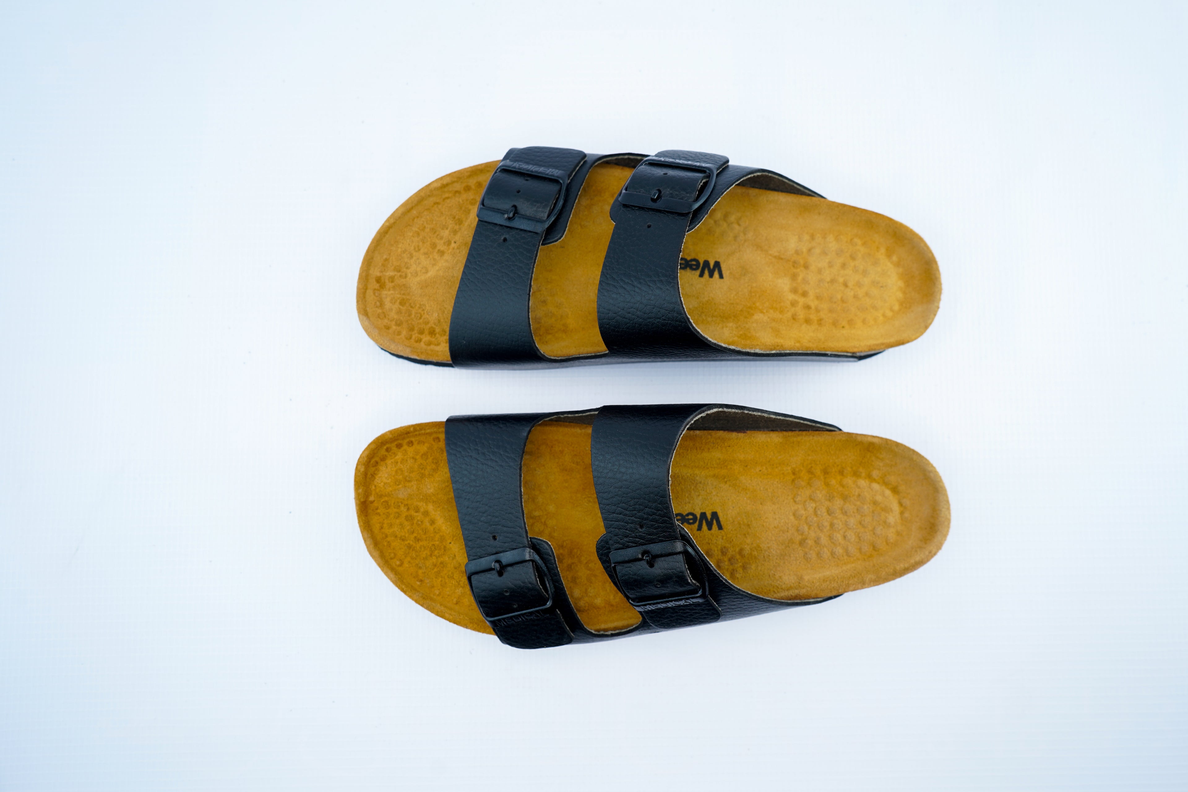 Men's Black Orthopedic Double-Strap Sandals | Medical Comfort