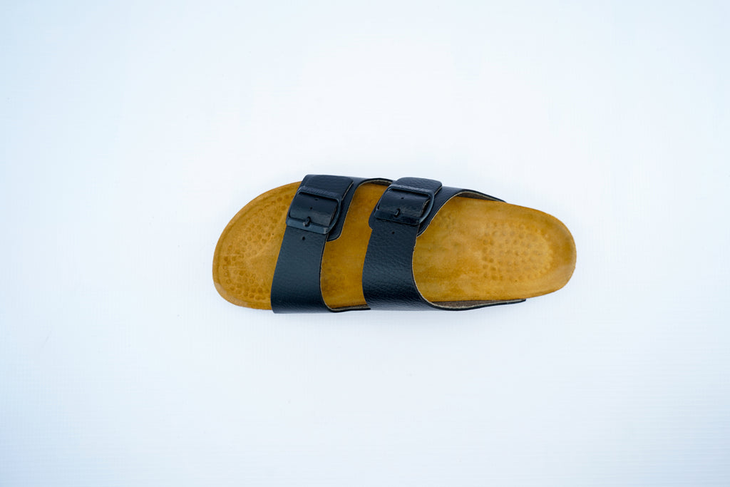 Men's Black Orthopedic Double-Strap Sandals | Medical Comfort