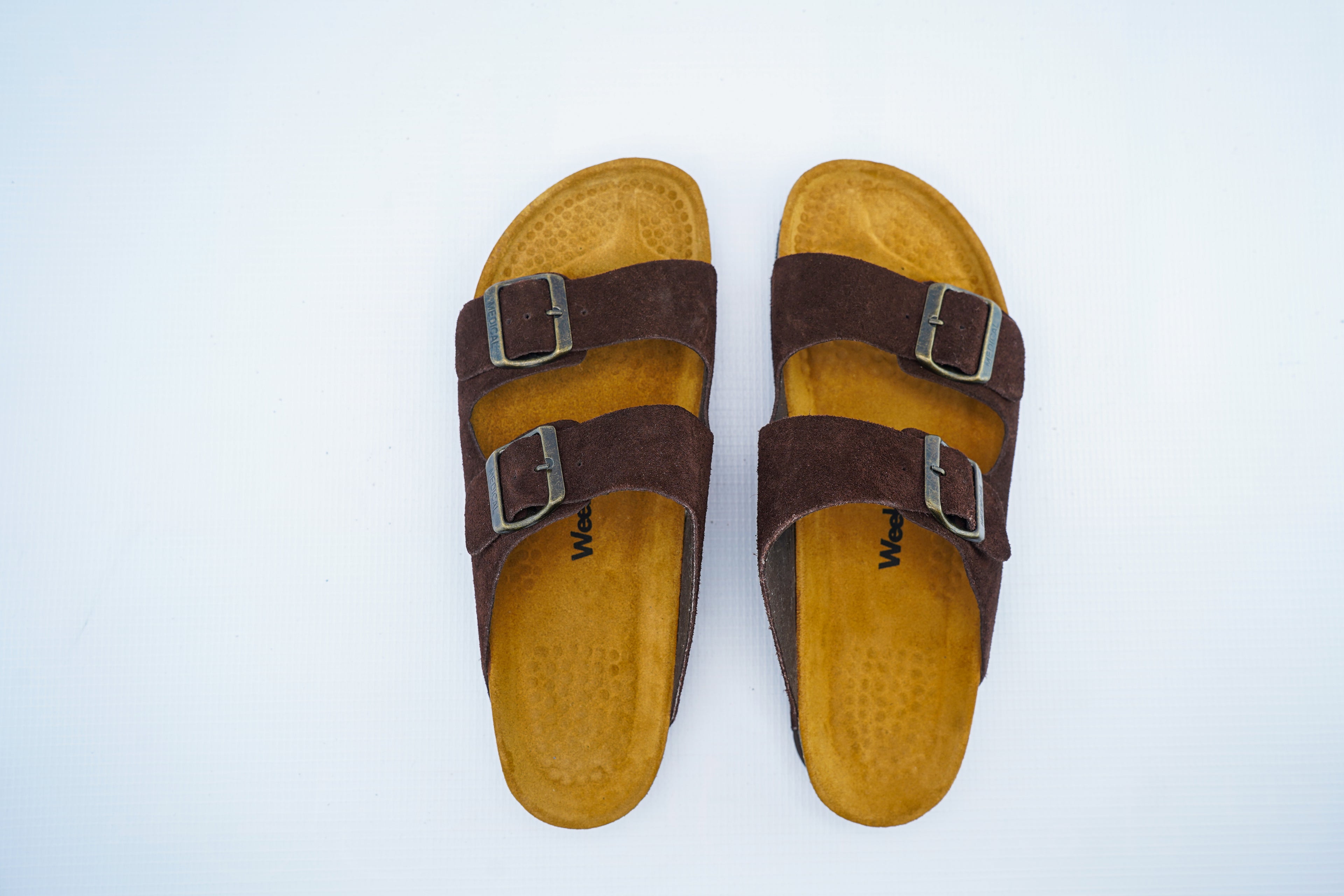 Men’s Brown Suede Double-Strap Medical Sandals | Orthopedic Comfort Slides