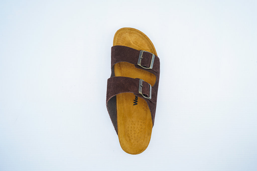 Men’s Brown Suede Double-Strap Medical Sandals | Orthopedic Comfort Slides