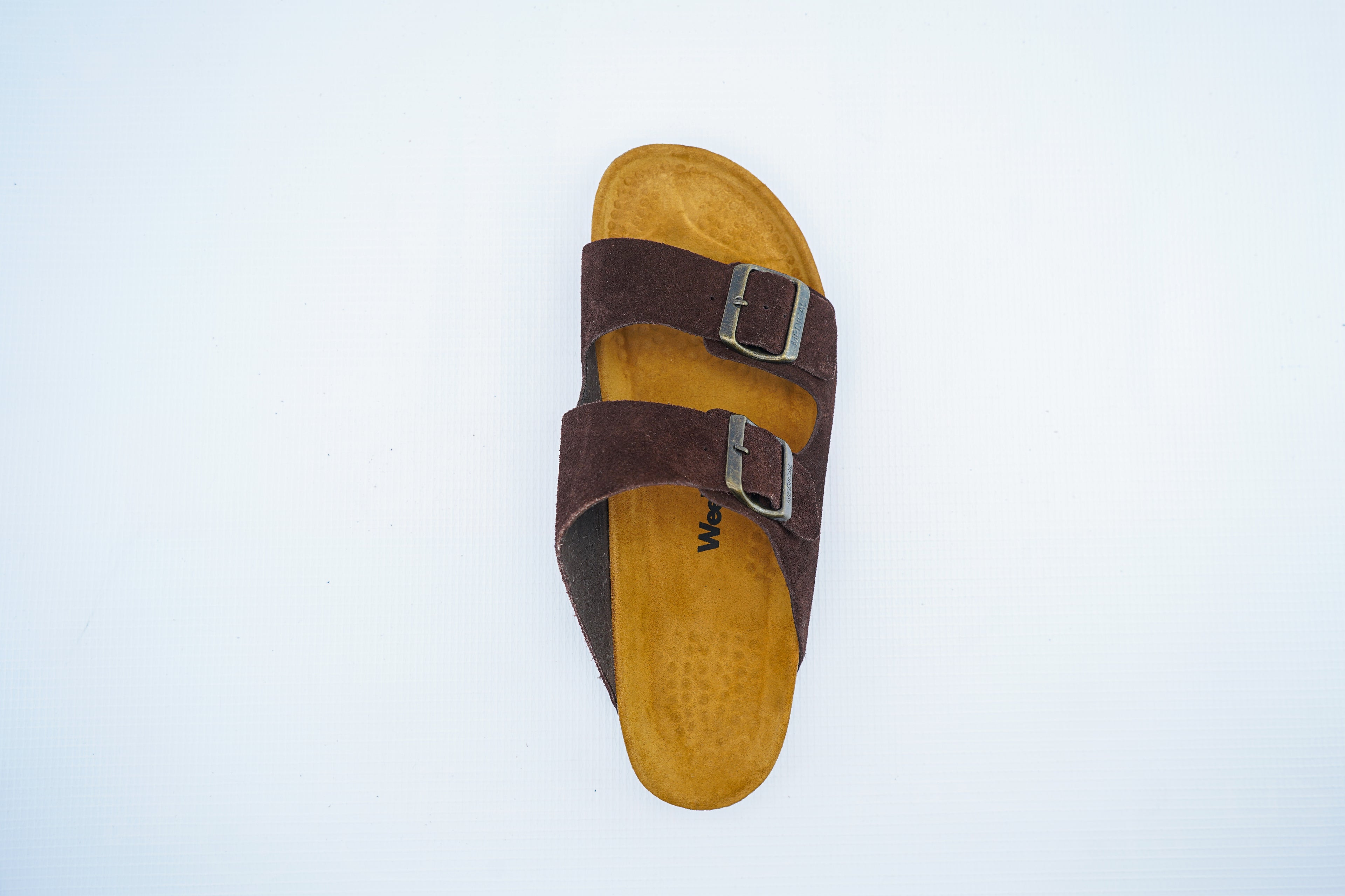 Men’s Brown Suede Double-Strap Medical Sandals | Orthopedic Comfort Slides