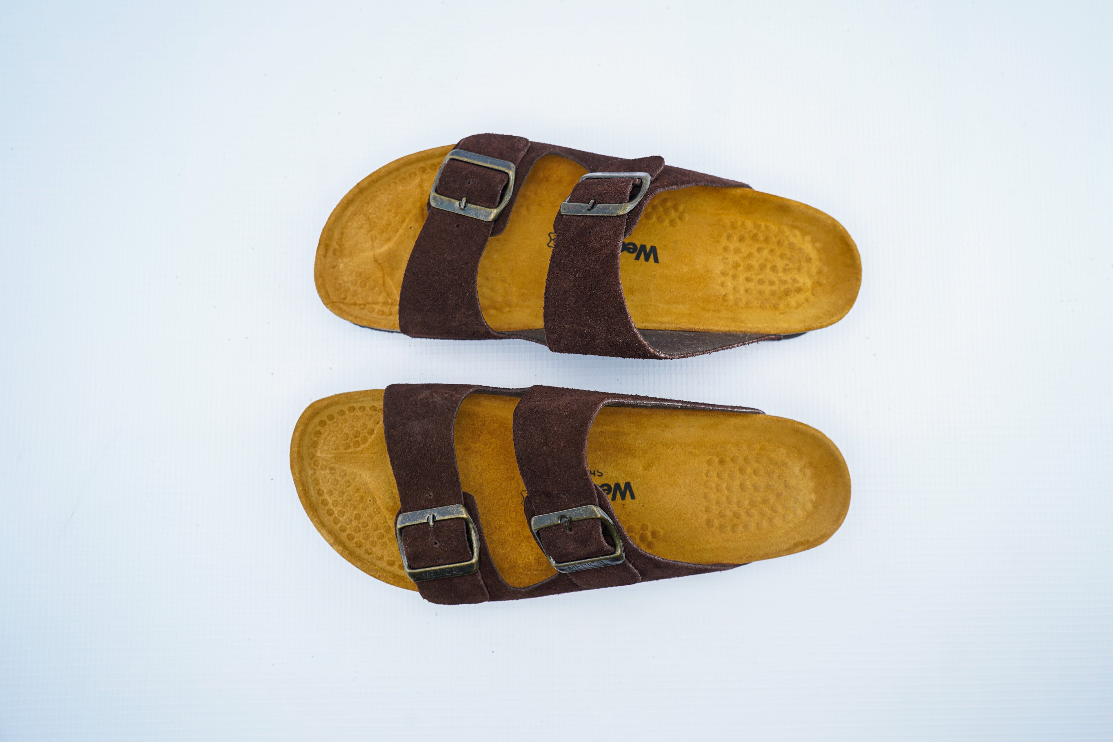 Men’s Brown Suede Double-Strap Medical Sandals | Orthopedic Comfort Slides