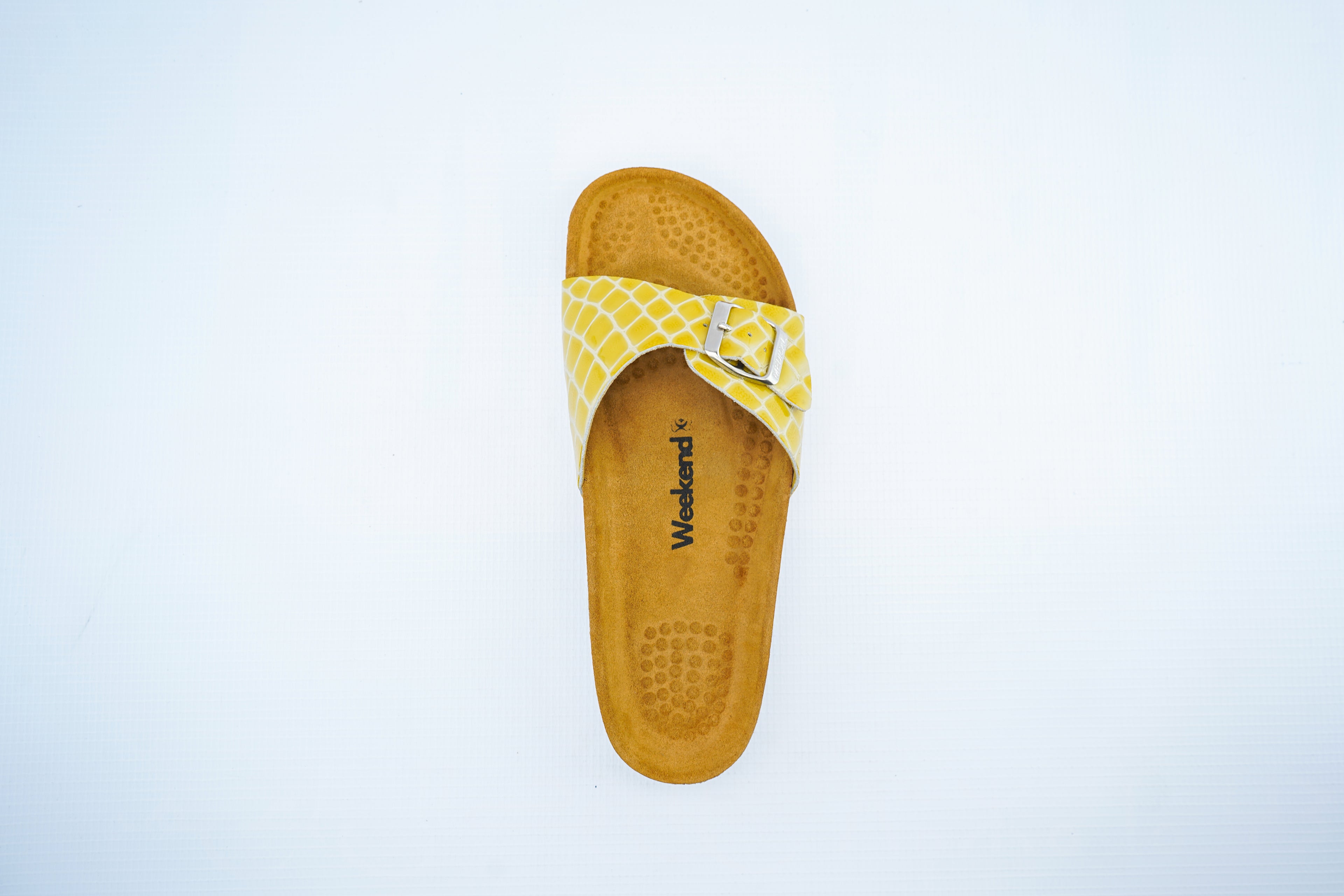 Yellow Croco Leather Single Strap Medical Slides for Women