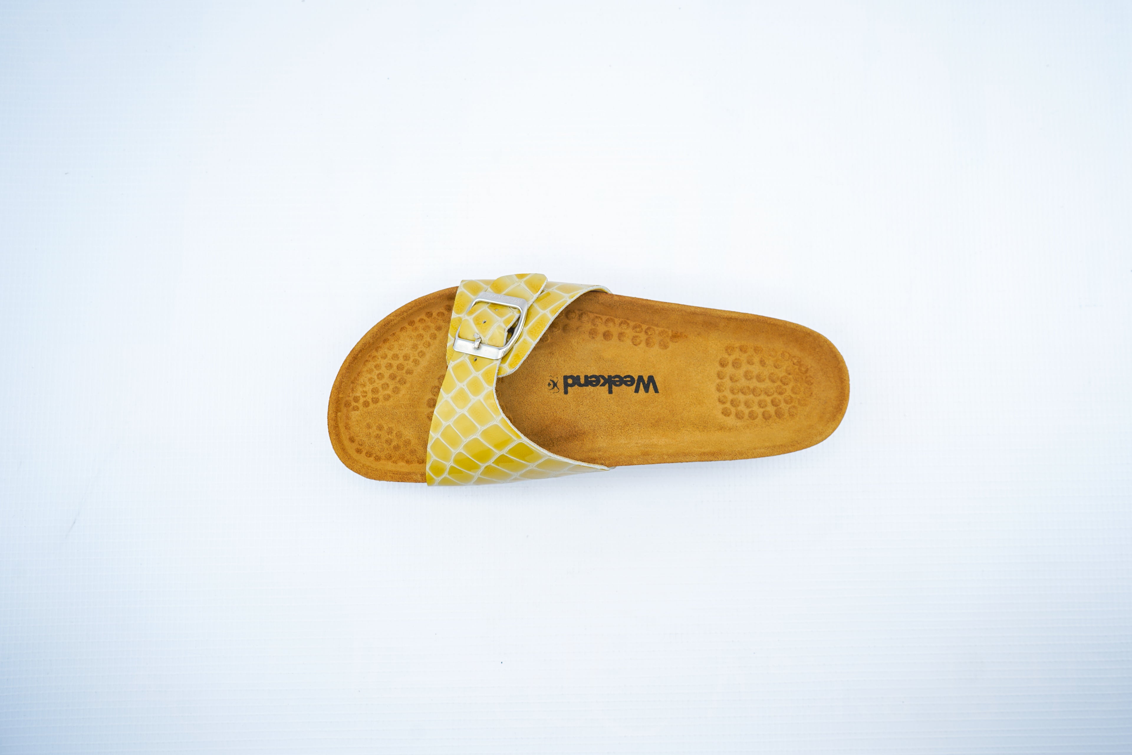Yellow Croco Leather Single Strap Medical Slides for Women