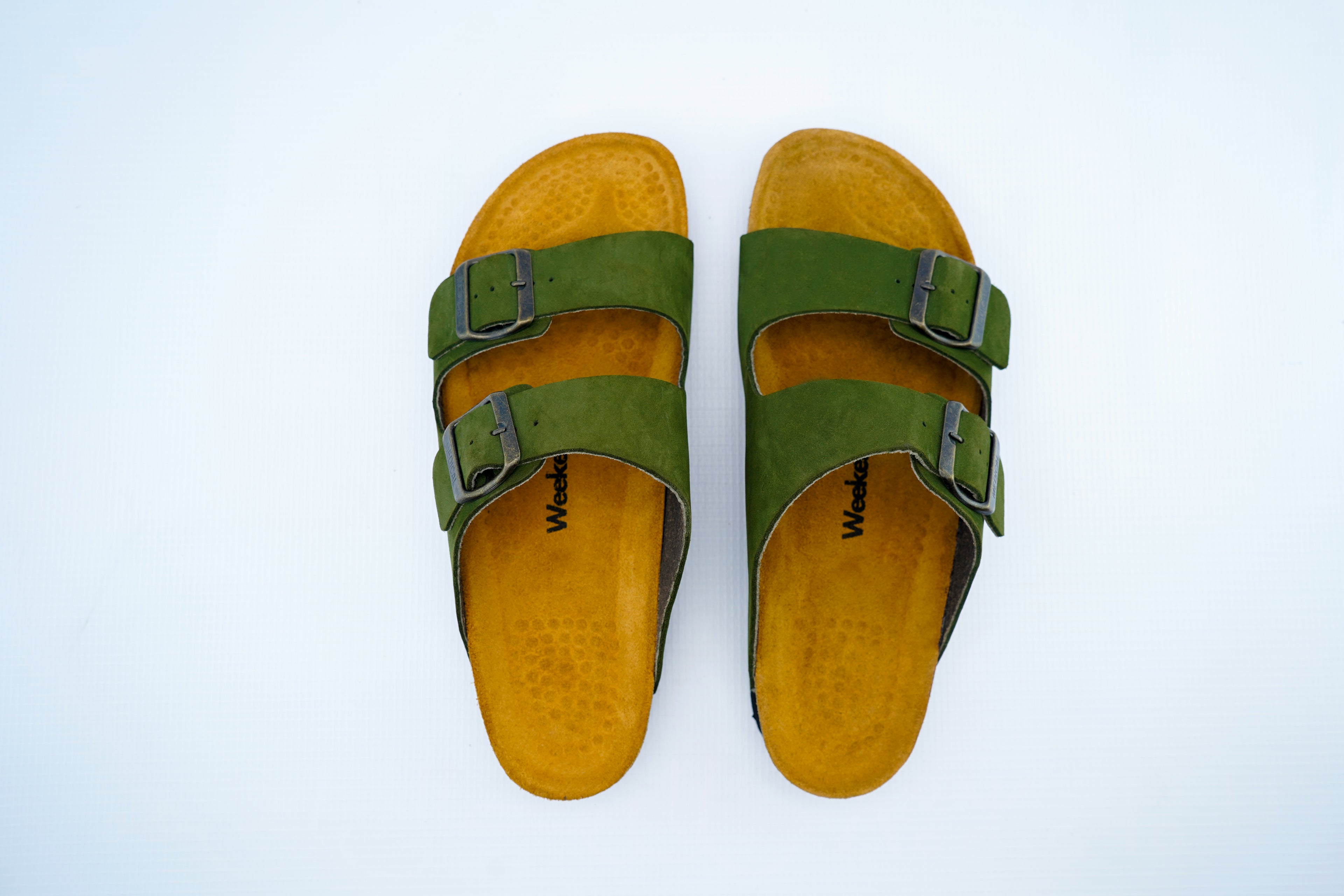 Olive Green Double-Strap Orthopedic Sandals | Medical Cork Footbed
