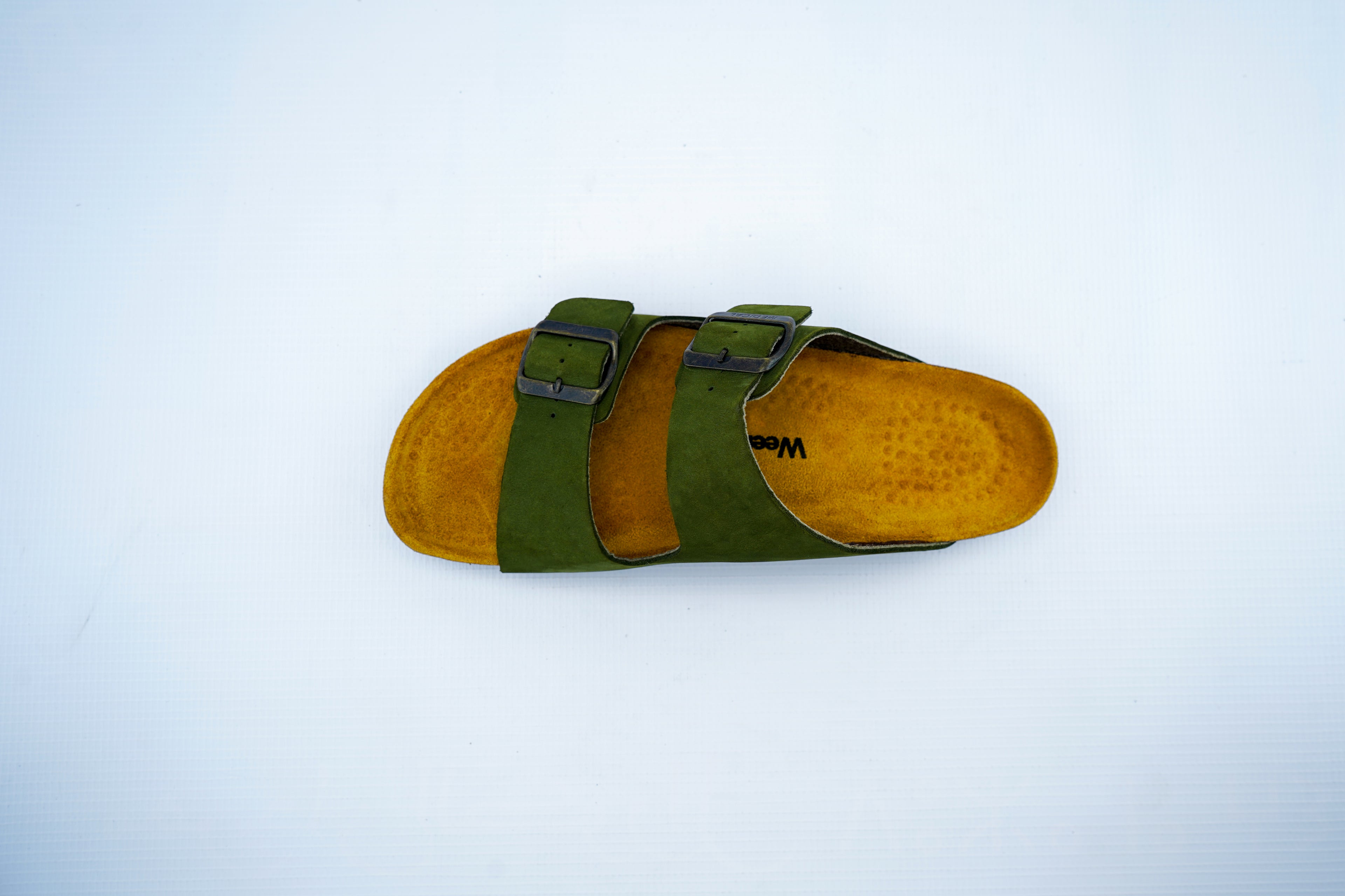 Olive Green Double-Strap Orthopedic Sandals | Medical Cork Footbed