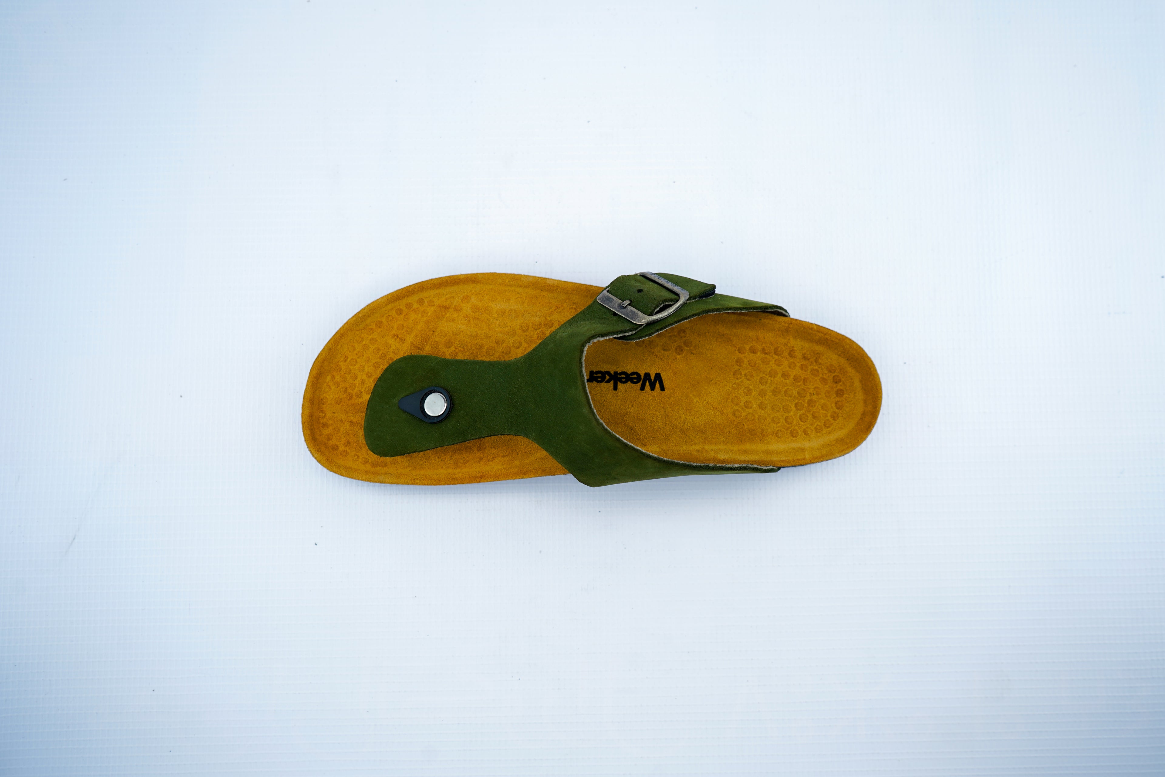 Olive Green Nubuck Orthopedic Toe-Post Sandals | Comfort Cork Footbed