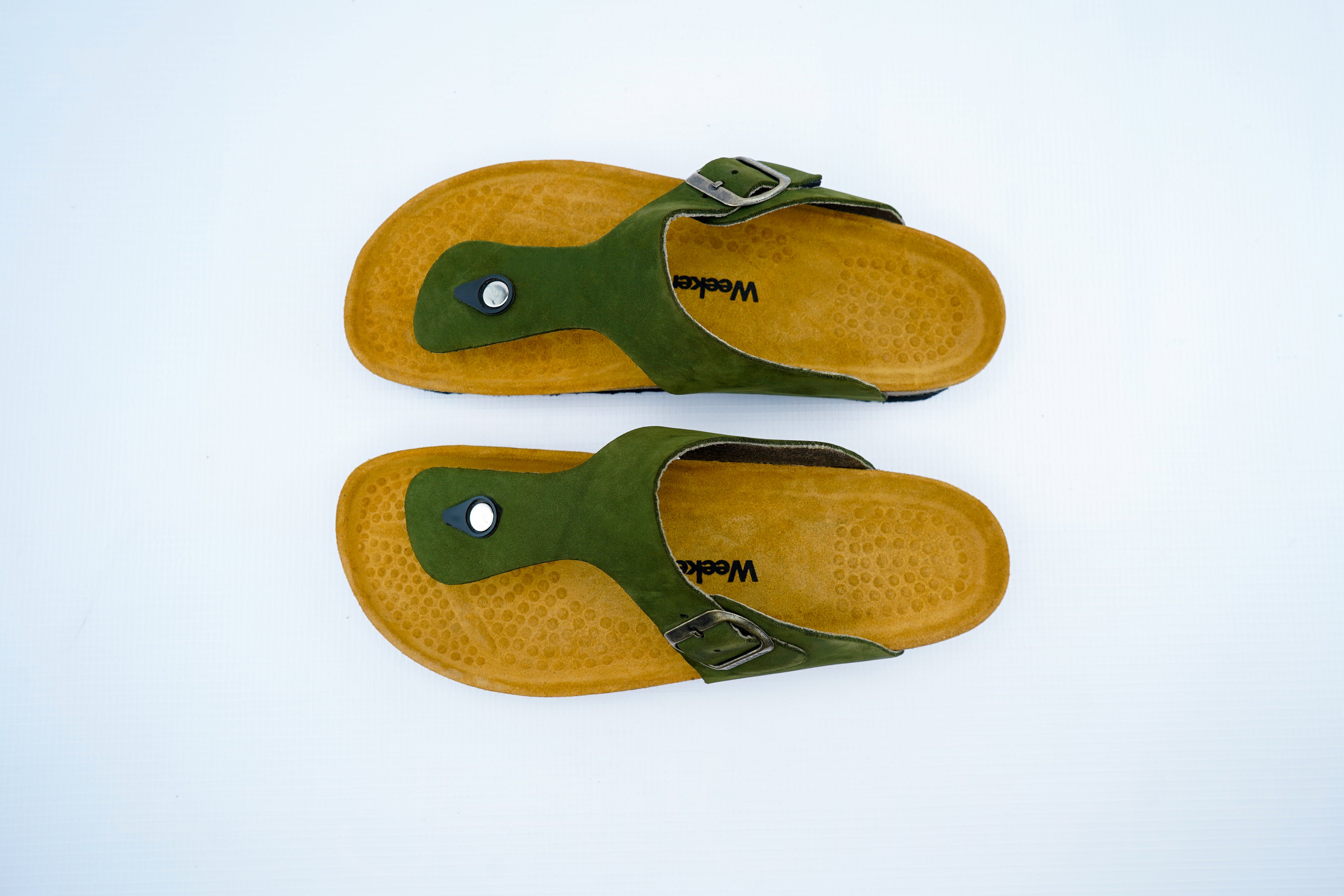 Olive Green Nubuck Orthopedic Toe-Post Sandals | Comfort Cork Footbed