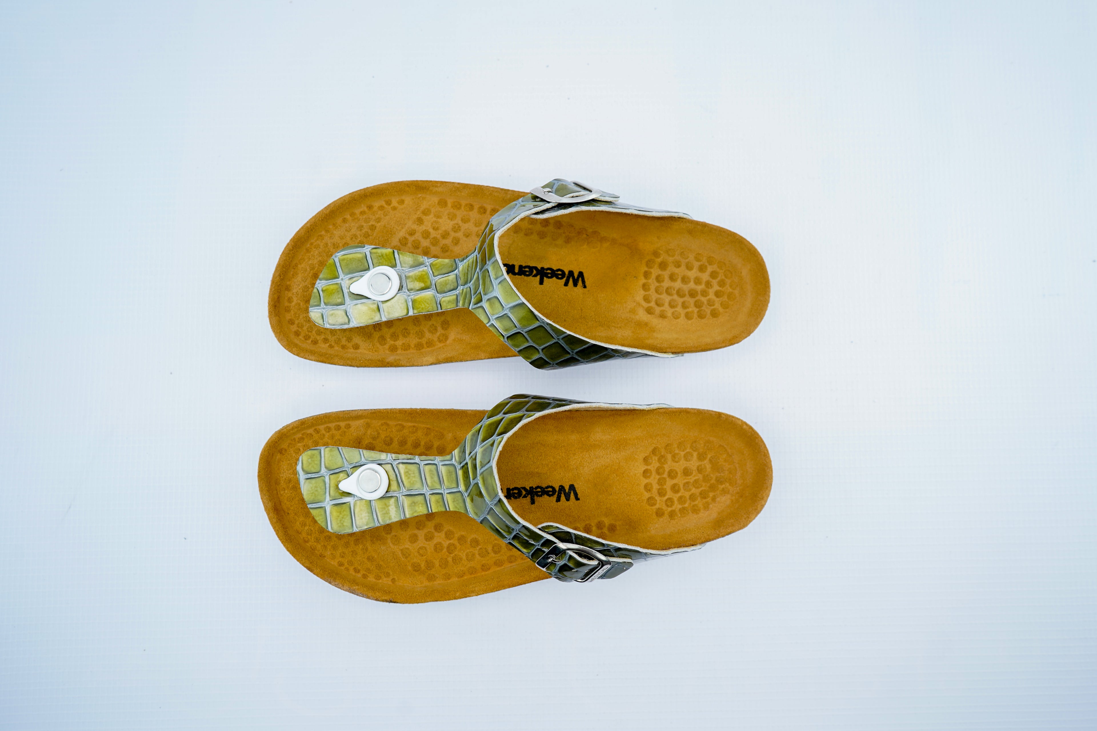 Women’s Green Crocodile Pattern Medical Toe Post Sandals | Orthopedic Slippers with Buckle Strap