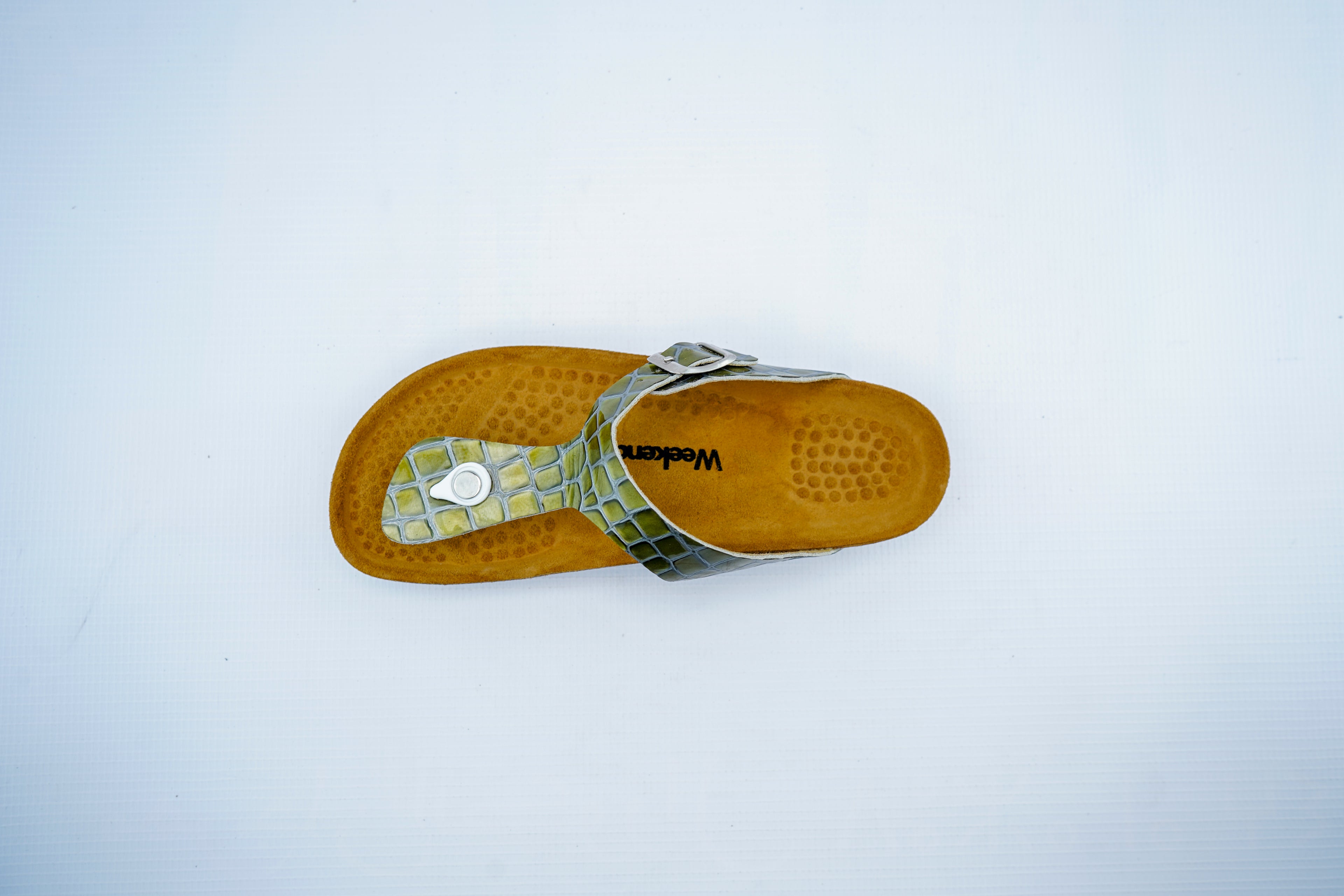 Women’s Green Crocodile Pattern Medical Toe Post Sandals | Orthopedic Slippers with Buckle Strap