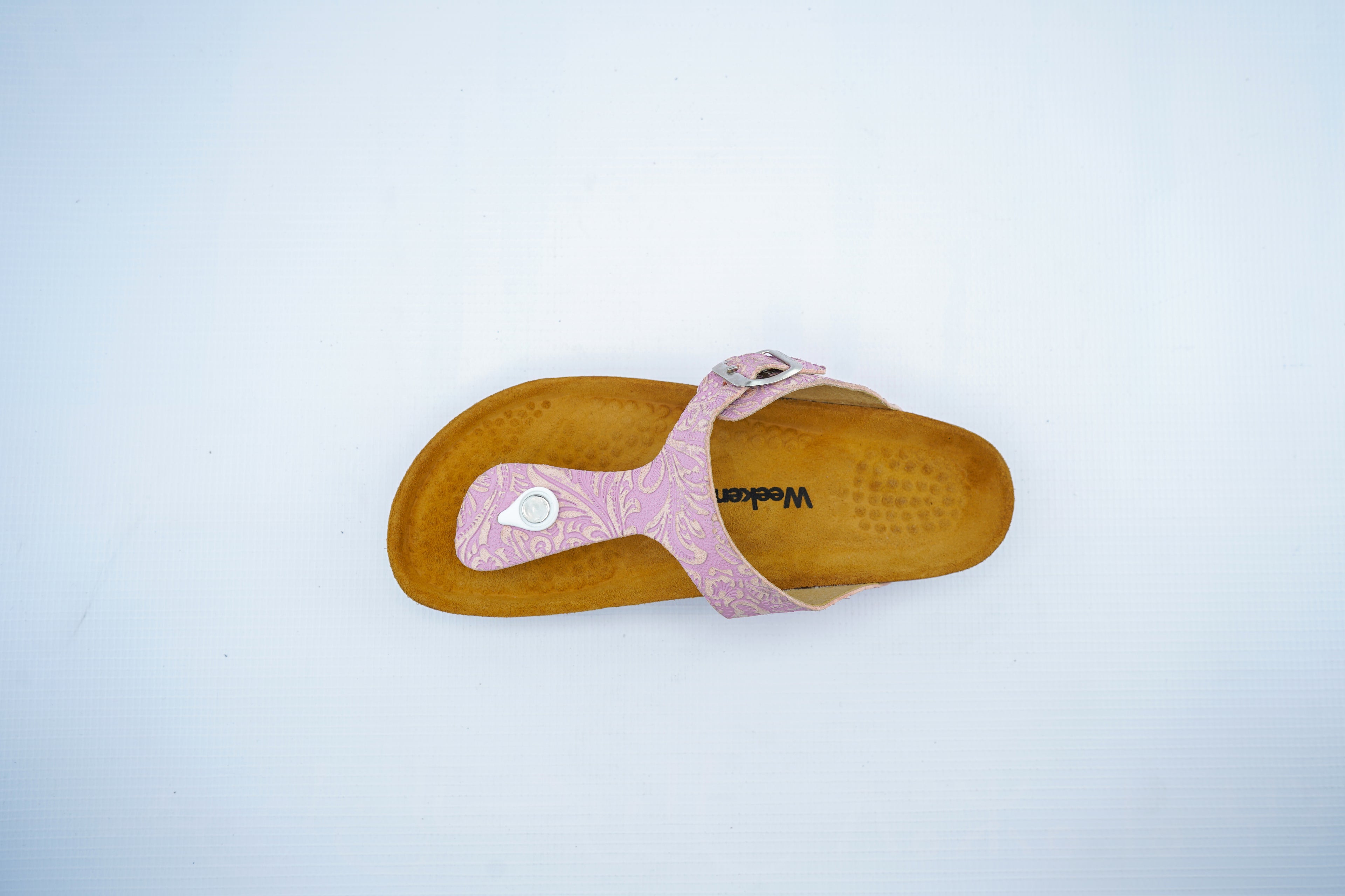 Women’s Pastel Pink Toe Post Medical Sandals | Embossed Floral Orthopedic Slippers