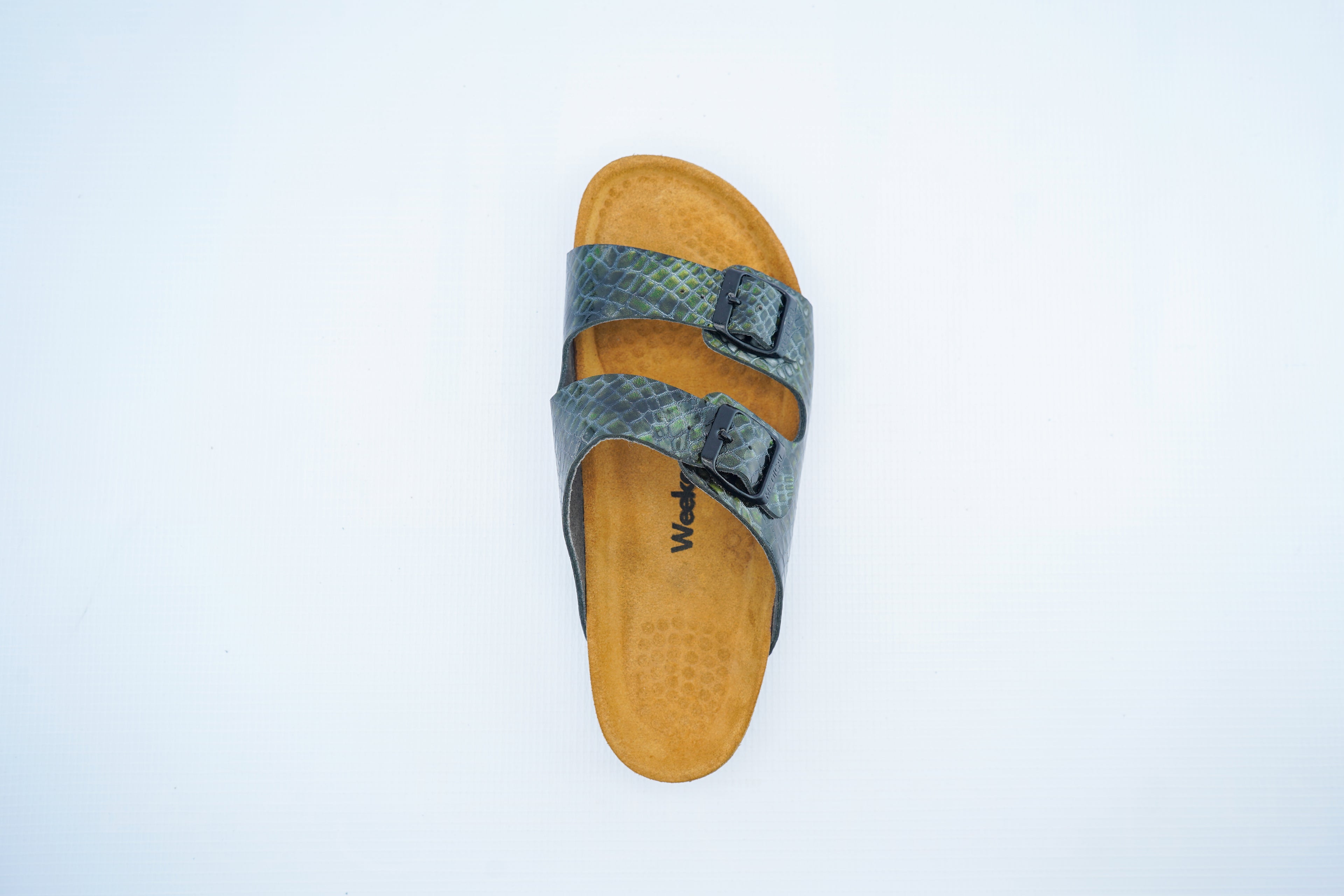 Green Snake Leather Slide – Women’s Medical Comfort Sandals