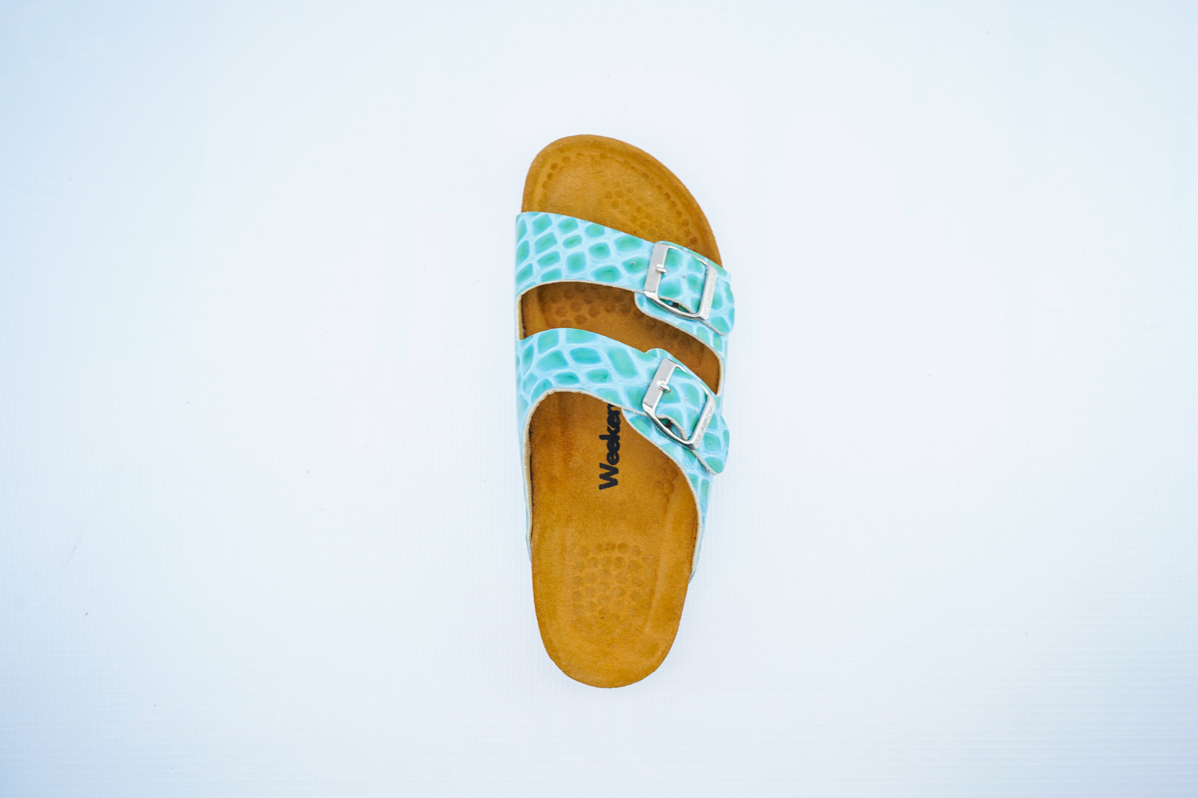 Luxury Double-Strap Leather Sandals – Turquoise Comfort Slide