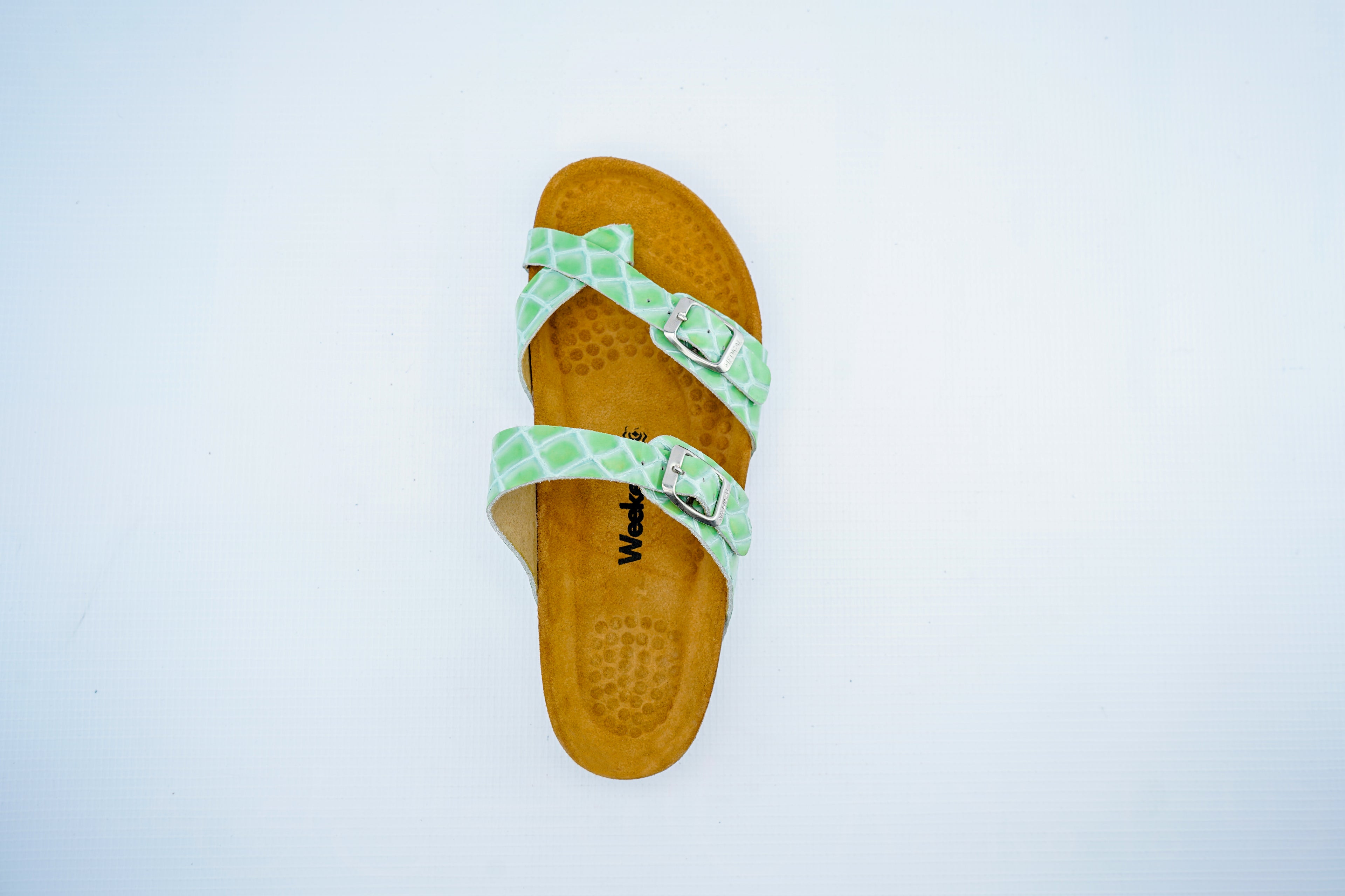 Women’s Triple Strap Green Medical Sandals | Orthopedic Croc Pattern Comfort Slides