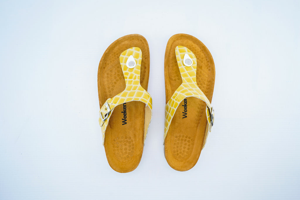 Yellow Croco Toe-Post Orthopedic Sandals for Women