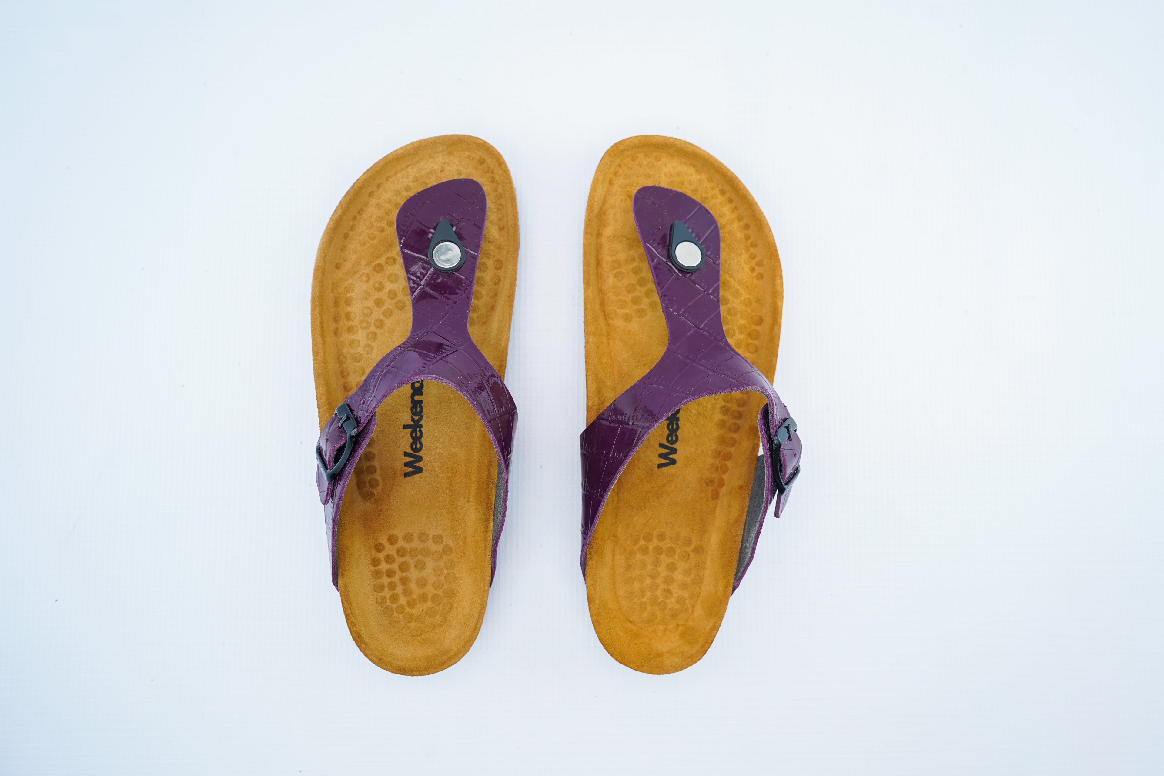 Women’s Purple Croc-Pattern Toe Post Medical Sandals | Glossy Orthopedic Comfort Slippers