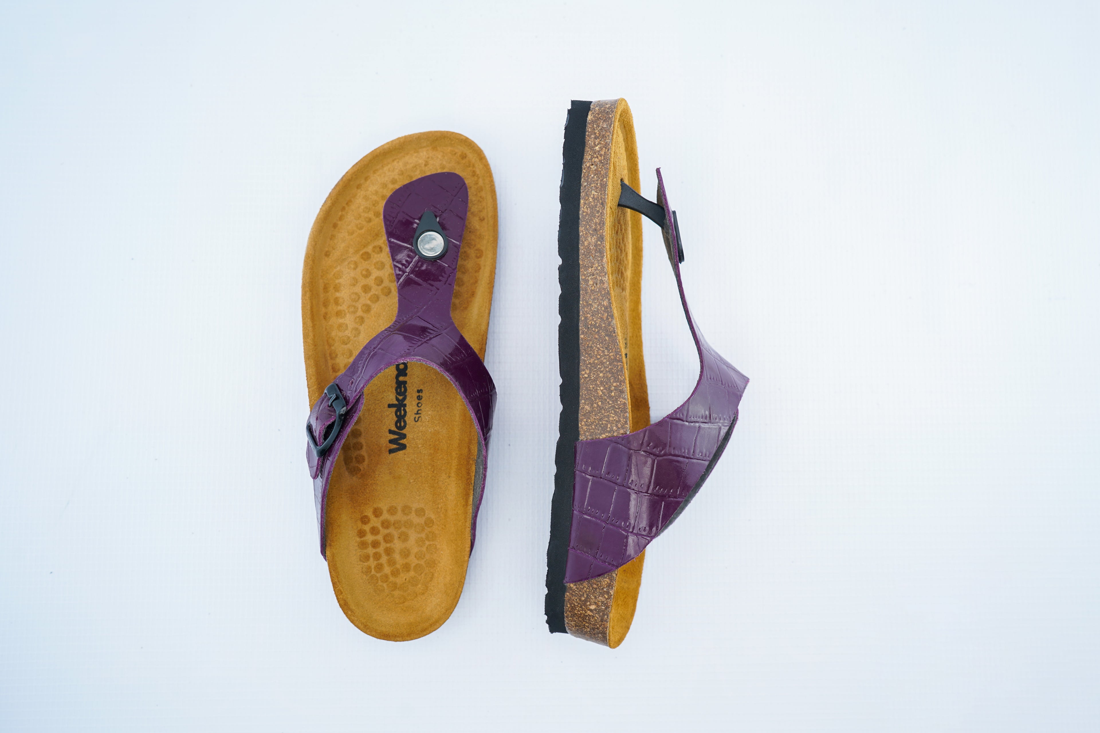 Women’s Purple Croc-Pattern Toe Post Medical Sandals | Glossy Orthopedic Comfort Slippers